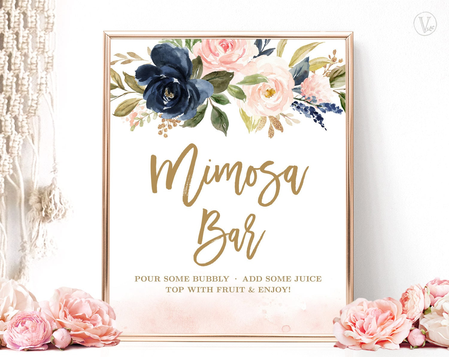 Mimosa Bar Sign, Printable Bridal Shower Sign, Bridal Shower with Free Printable Mimosa Bar Sign