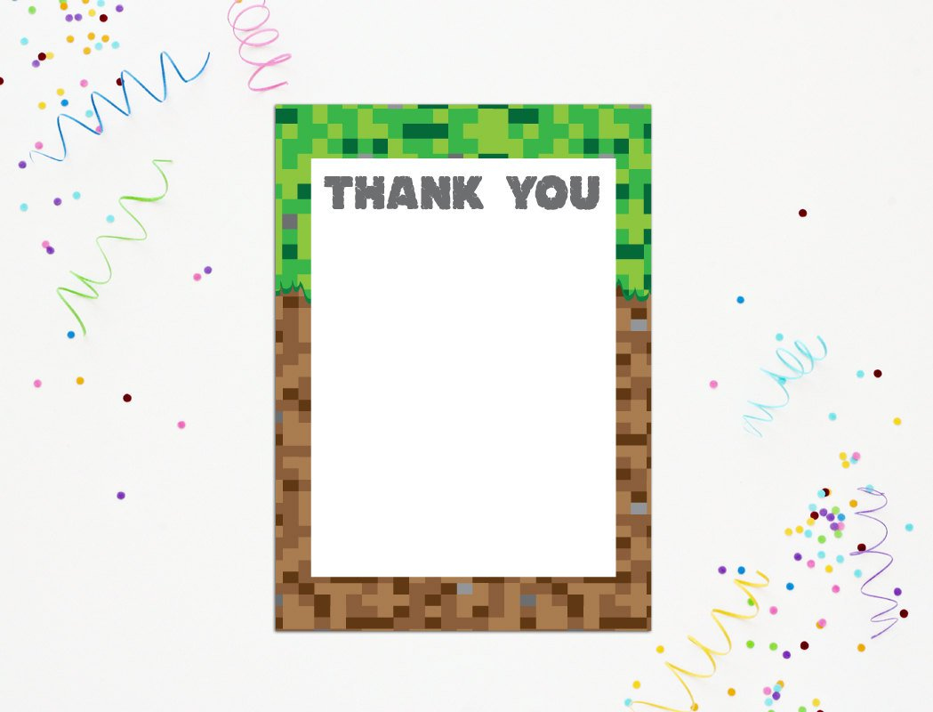 Minecraft Thank You Card - Printable Studio within Free Printable Minecraft Thank You Notes