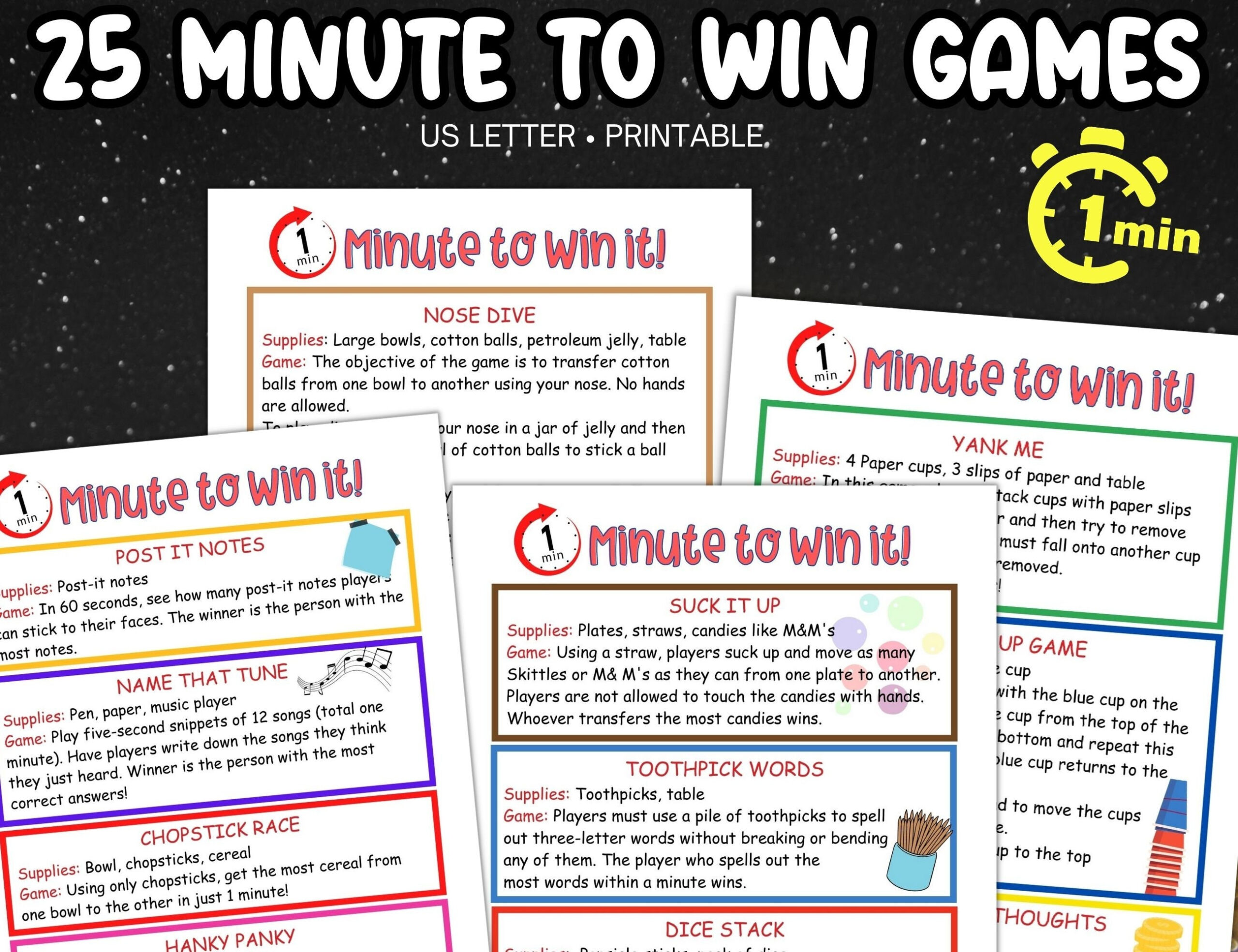 Minute To Win It Games, Fun Party Games For Kids Adults, Family inside Free Printable Minute to Win It Invitations