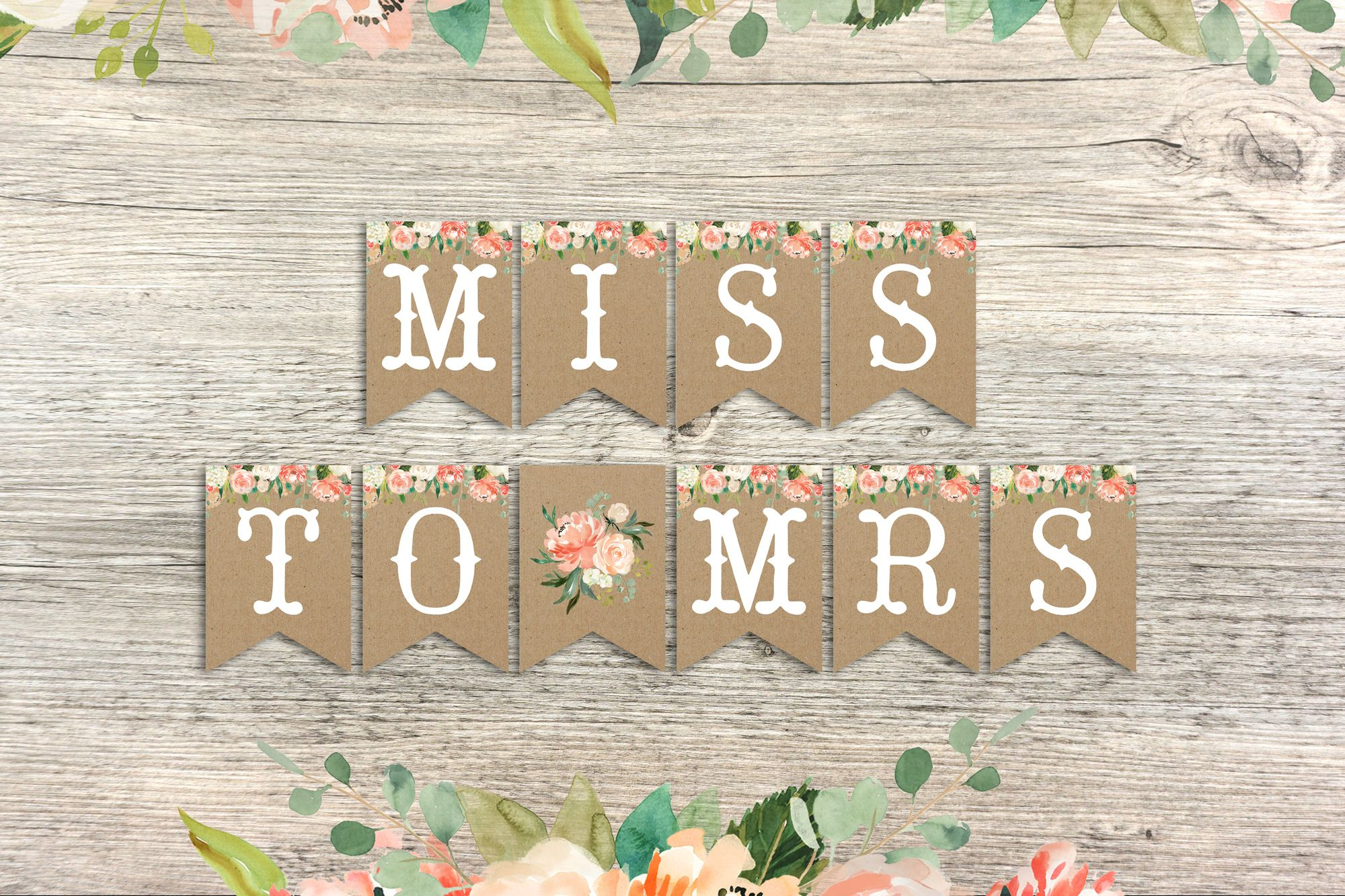 Miss To Mrs Banner, Floral Bridal Shower Banner, Bridal Shower in Free Printable Miss To Mrs Banner