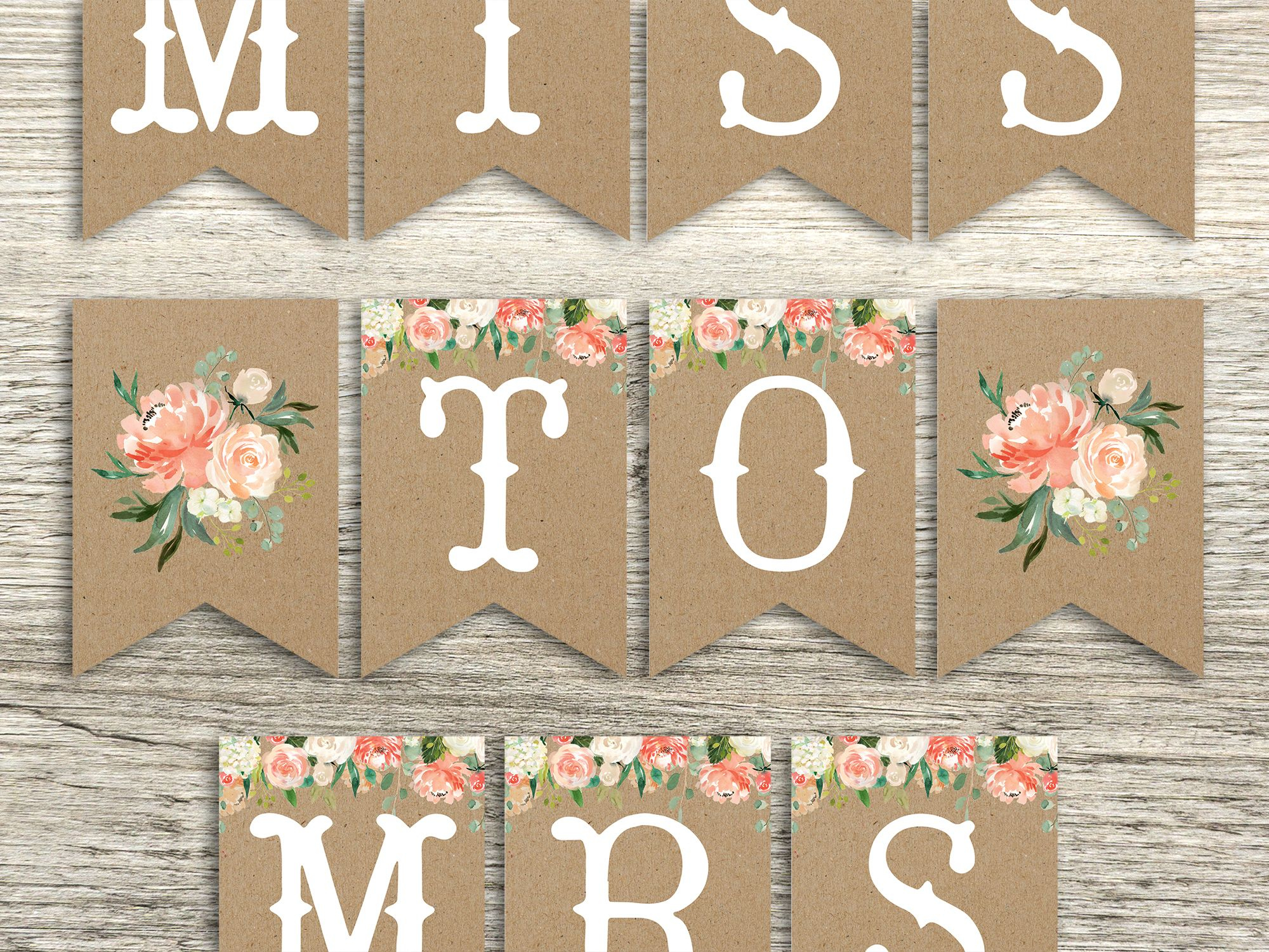 Miss To Mrs Banner, Floral Bridal Shower Banner, Bridal Shower pertaining to Free Printable Miss To Mrs Banner