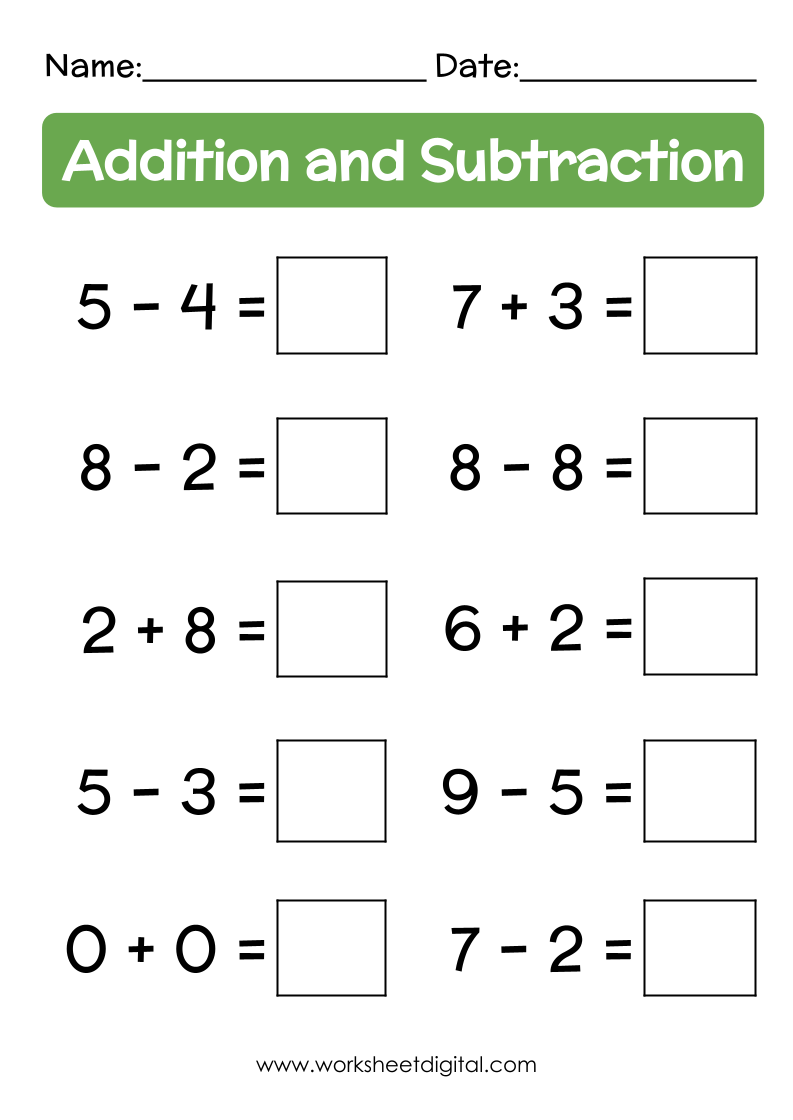 Mixed Addition And Subtraction Sums - Worksheet Digital within Free Printable Mixed Addition and Subtraction Worksheets