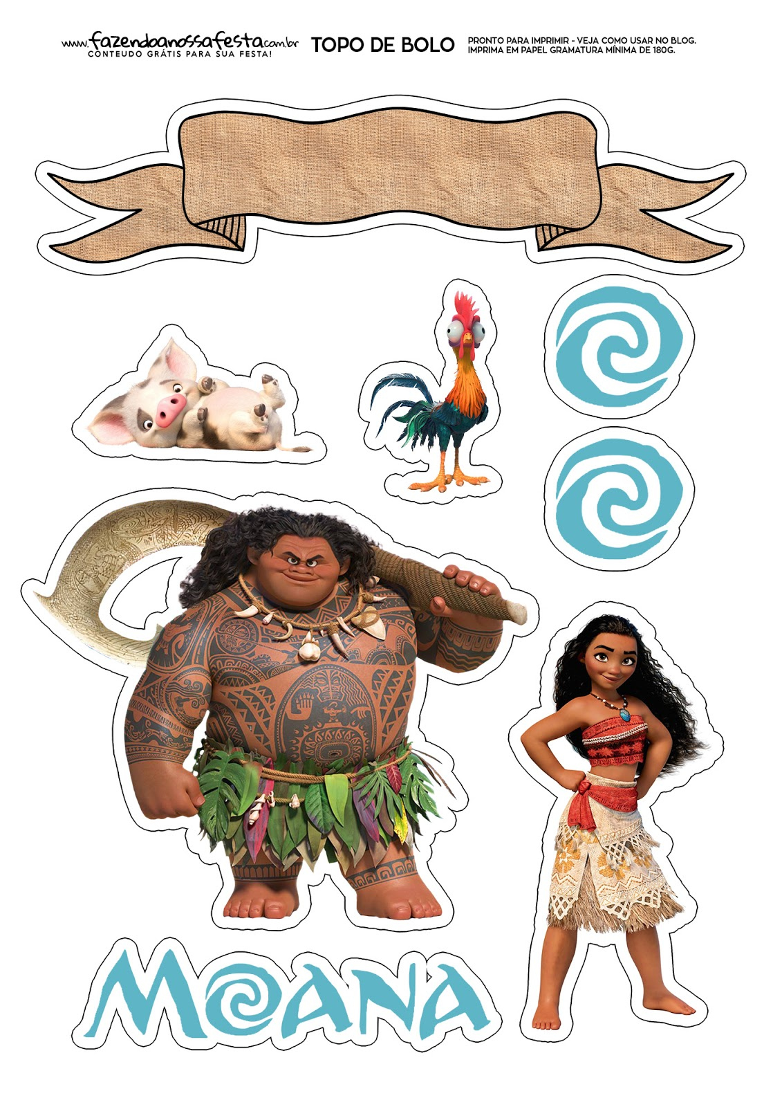 Moana: Free Printable Cake Toppers. - Oh My Fiesta! In English intended for Moana Free Printables