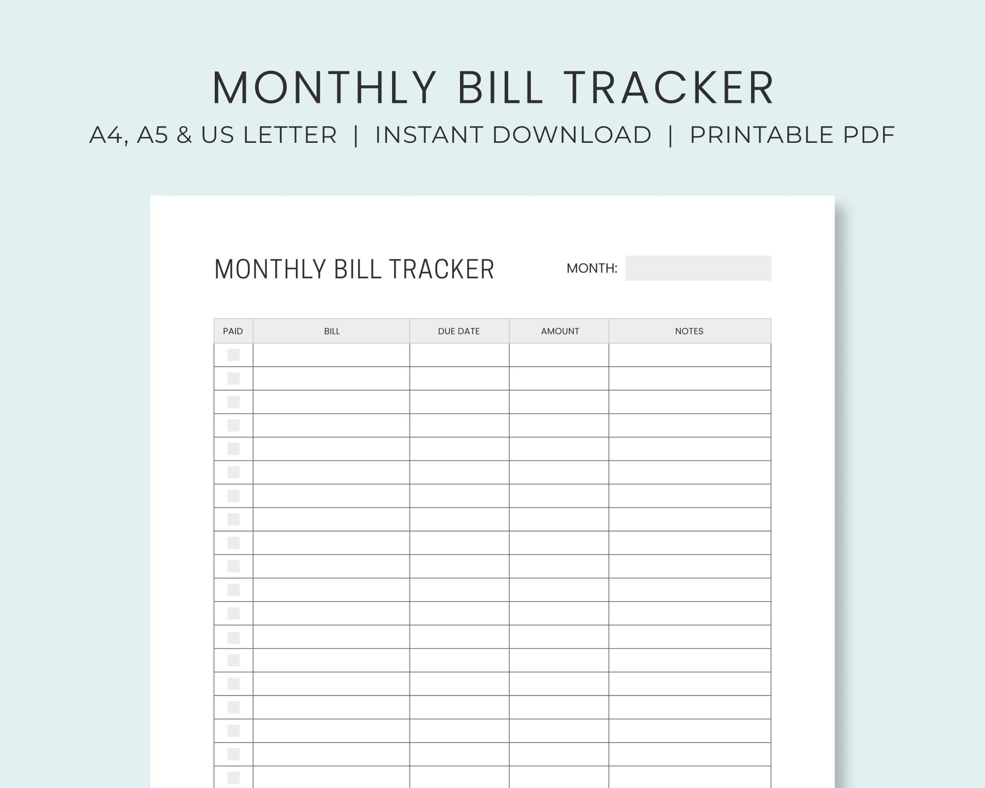 Monatliche Rechnung Zahlung Tracker Printable Bill Pay Checklist intended for Free Printable Bill Payment Checklist