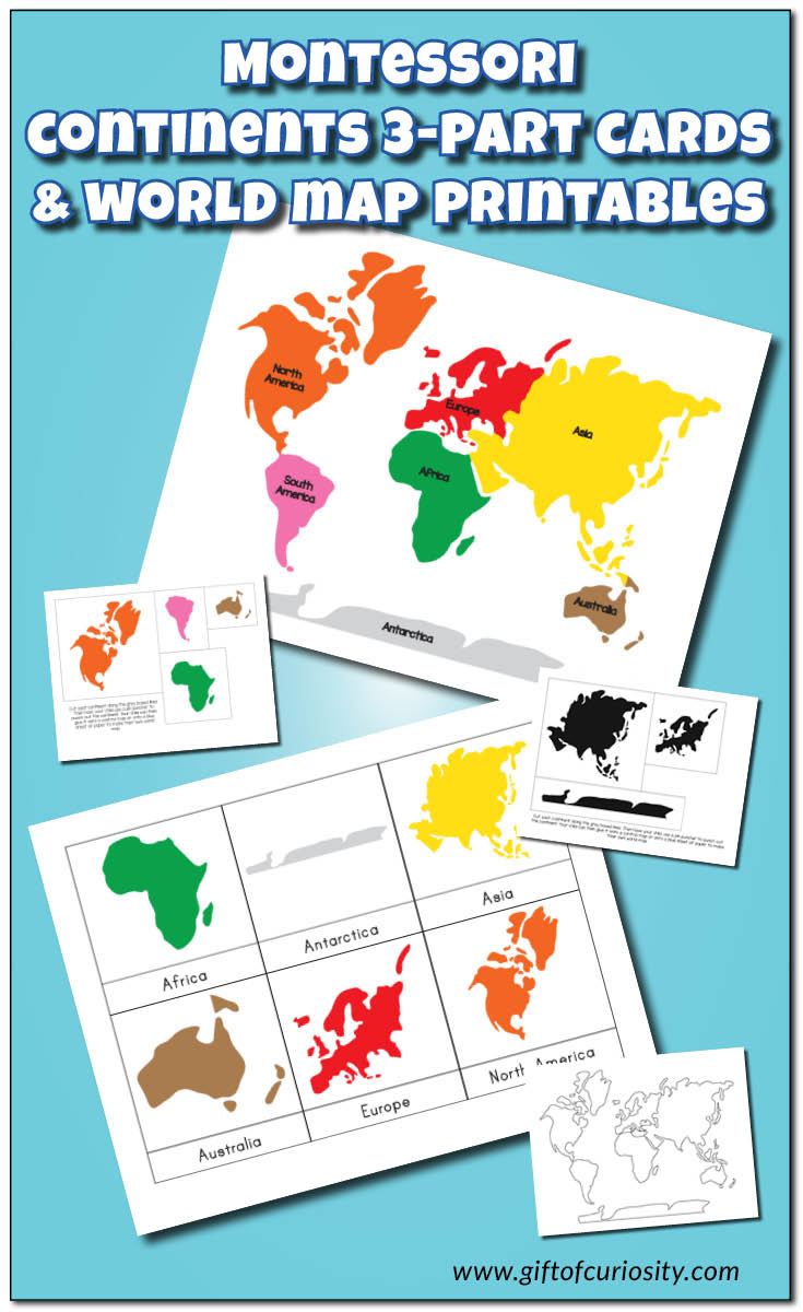 Montessori Continents 3-Part Cards And World Map Printables - Gift throughout Montessori World Map Free Printable