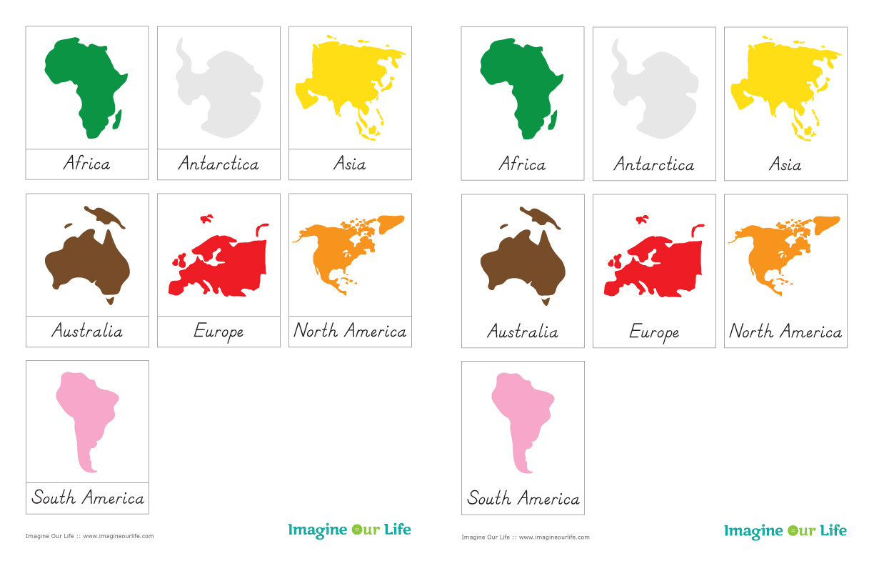 Montessori Continents Map &amp;amp; Quietbook With 3-Part Cards | Imagine throughout Montessori World Map Free Printable