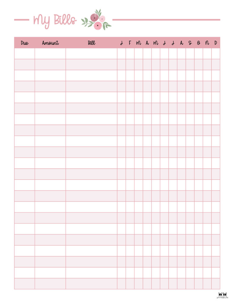 Monthly Bill Organizers - 18 Free Printables | Printabulls inside Free Printable Bill Organizer