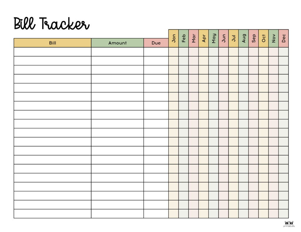 Monthly Bill Organizers - 18 Free Printables | Printabulls throughout Free Printable Bill Organizer