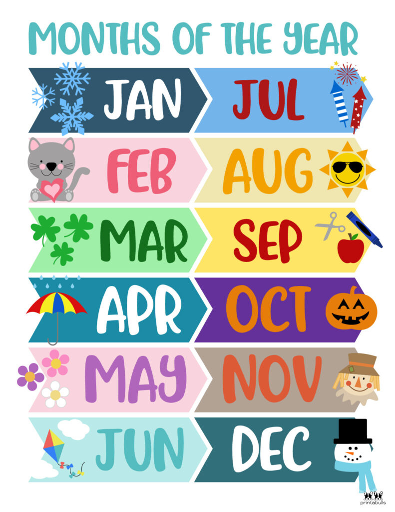 Months Of The Year Worksheets &amp;amp; Printables | Printabulls inside Free Printable Months Of The Year Chart