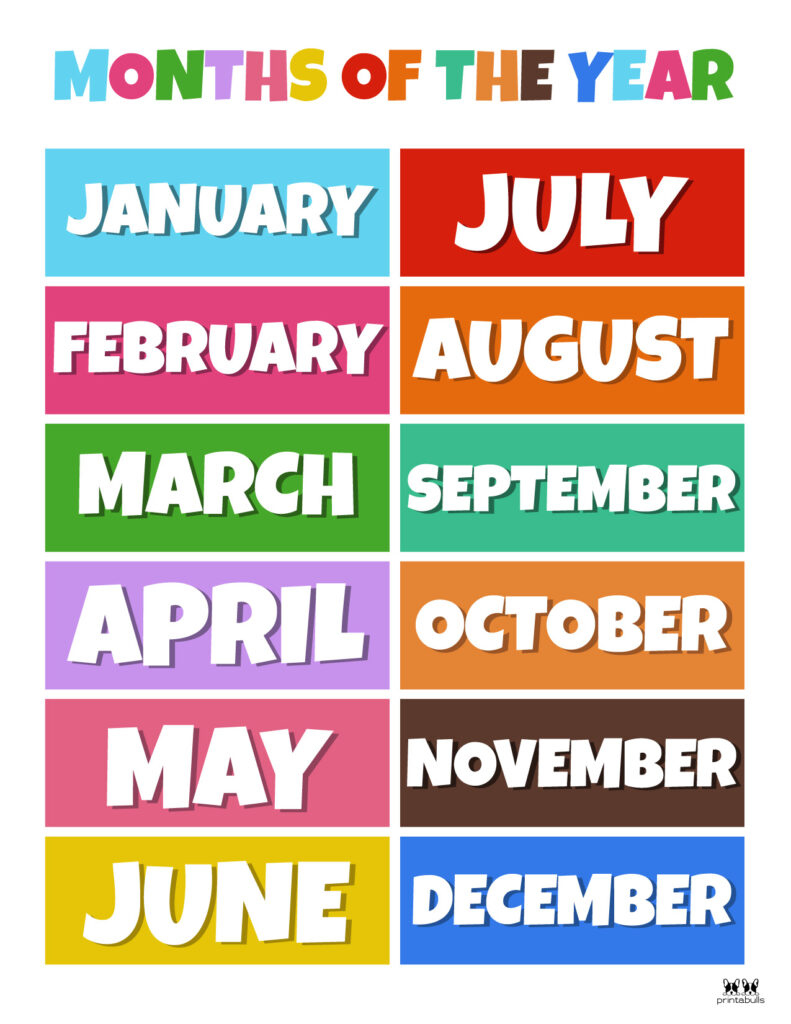 Months Of The Year Worksheets &amp;amp; Printables | Printabulls intended for Free Printable Months of the Year Chart