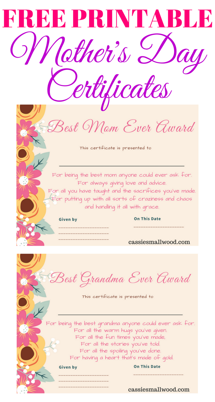 Mother&amp;#039;S Day Gift Certificate Template in Free Printable Best Daughter Certificate