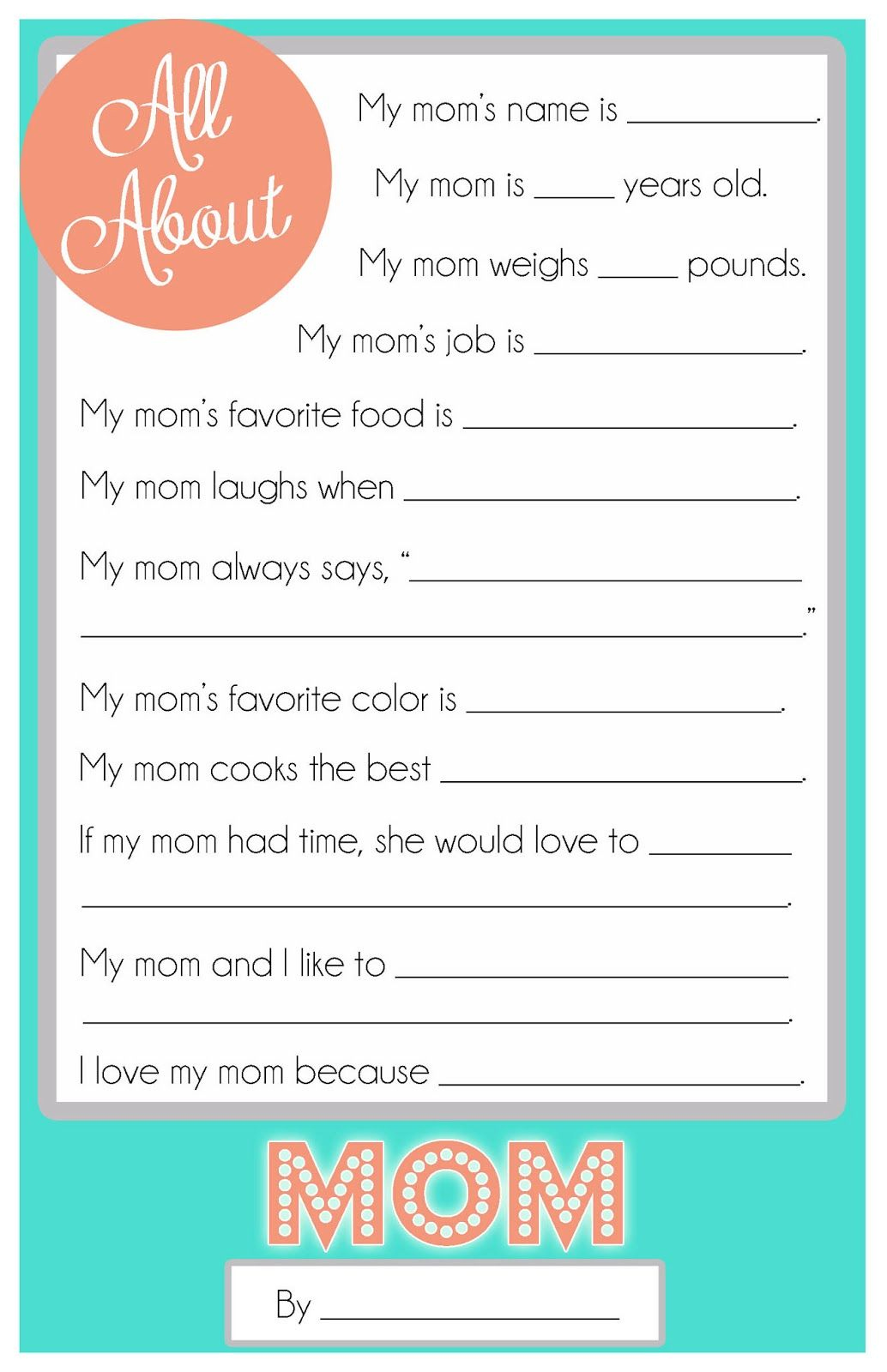 Mother&amp;#039;S Day Questionnaire | Free Printable For Kids regarding Free Printable Mothers Day Questions