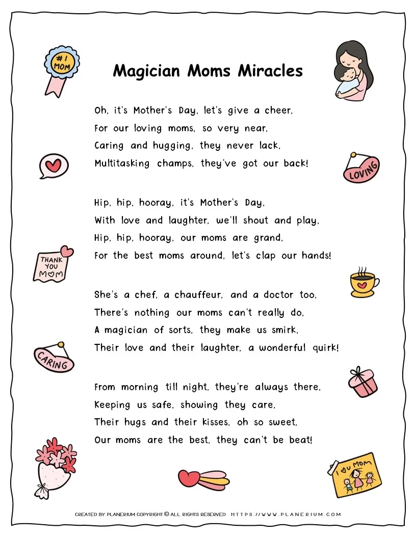 Mother&amp;#039;S Day Song Lyrics Printable For Teachers | Magician Moms pertaining to Free Printable Song Lyrics