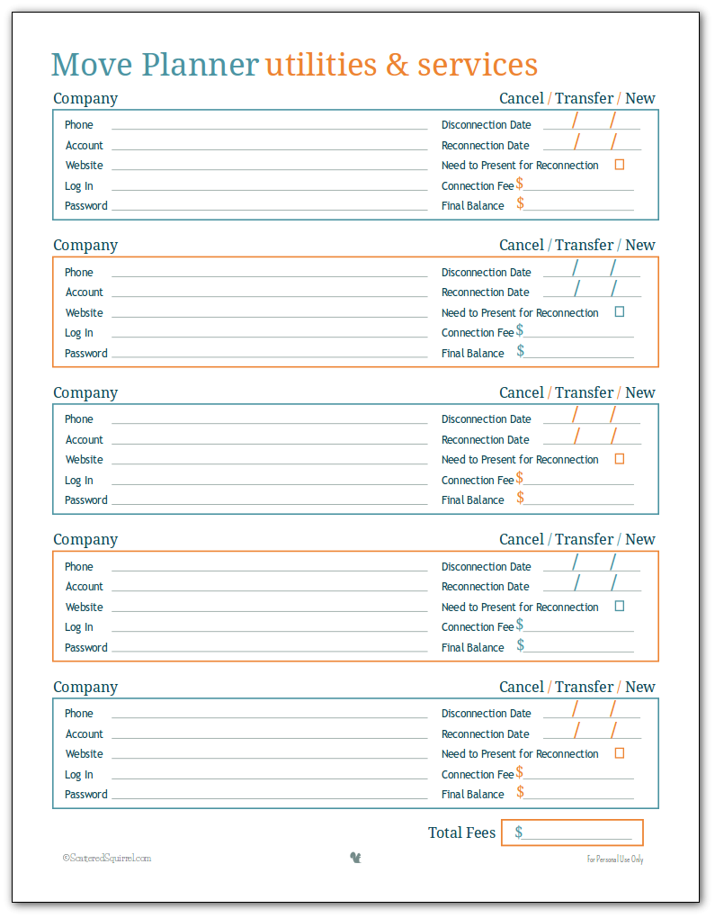 Move Planner Printables To Help Make Your Move Easier intended for Free Printable Moving Checklist and Planner