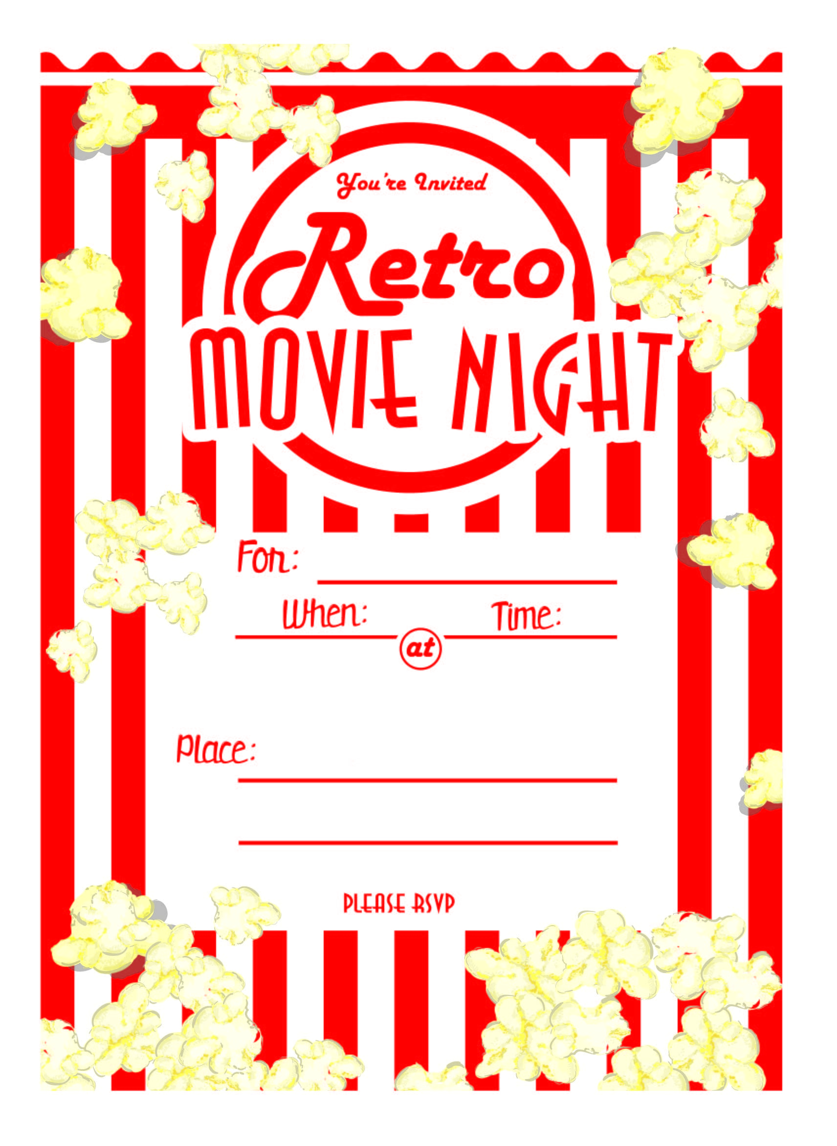 Movie Night Invitations, Movie Party Invitations, Movie Birthday Party pertaining to Movie Night Birthday Invitations Free Printable