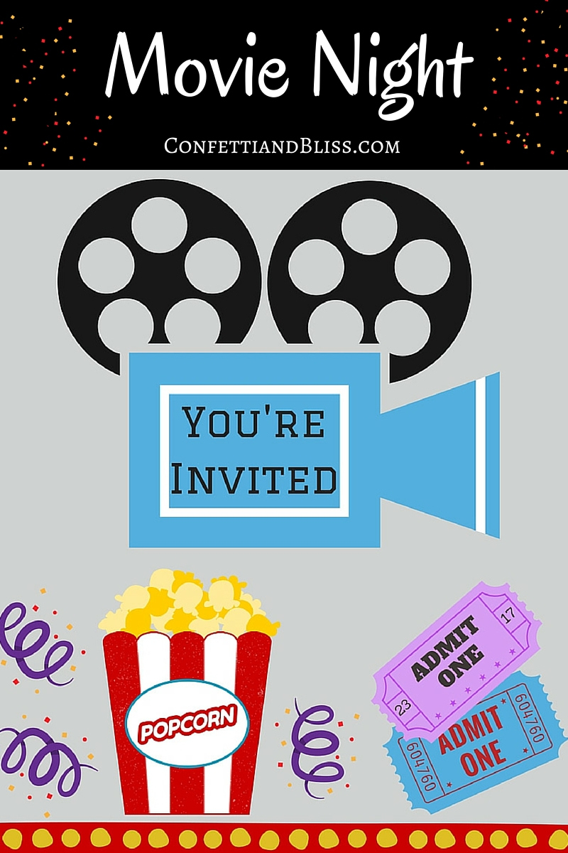 Movie Night Party Ideas + Free Printables - Confetti And Bliss within Free Movie Night Printables