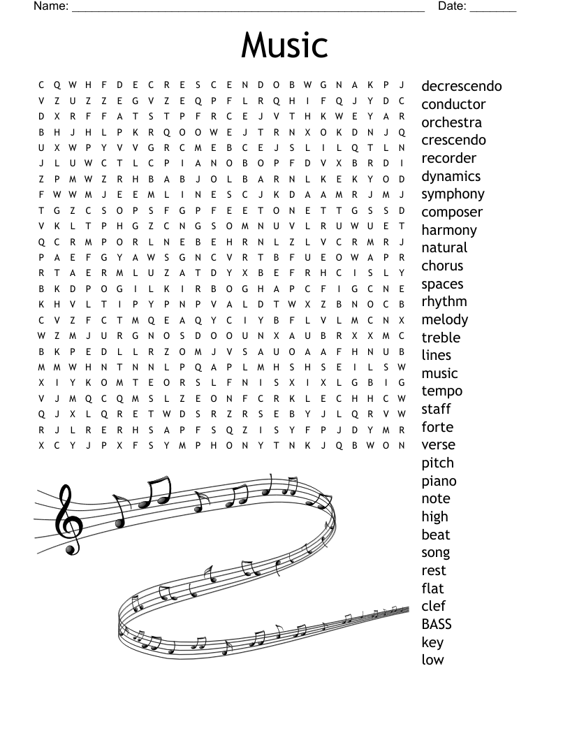 Music Word Search - Wordmint in Free Printable Music Word Searches