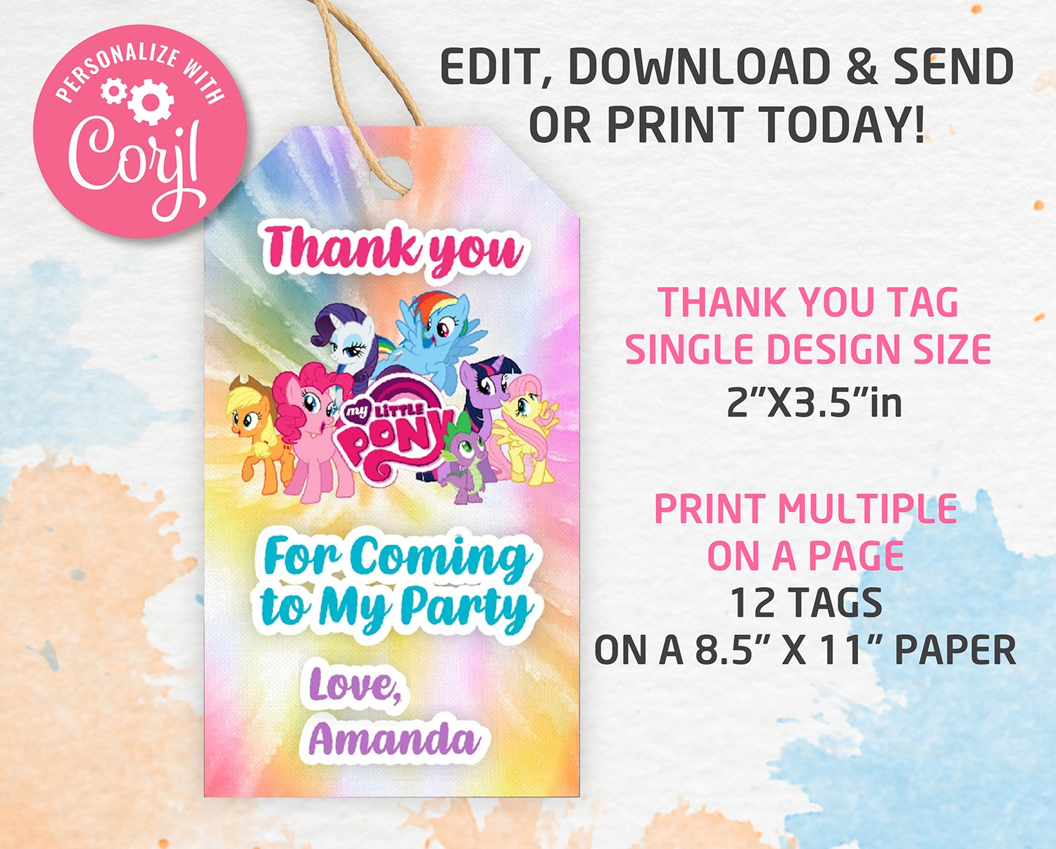 My Little Pony Birthday Party Invitation | Free Thank You Tag regarding Free Printable My Little Pony Thank You Cards