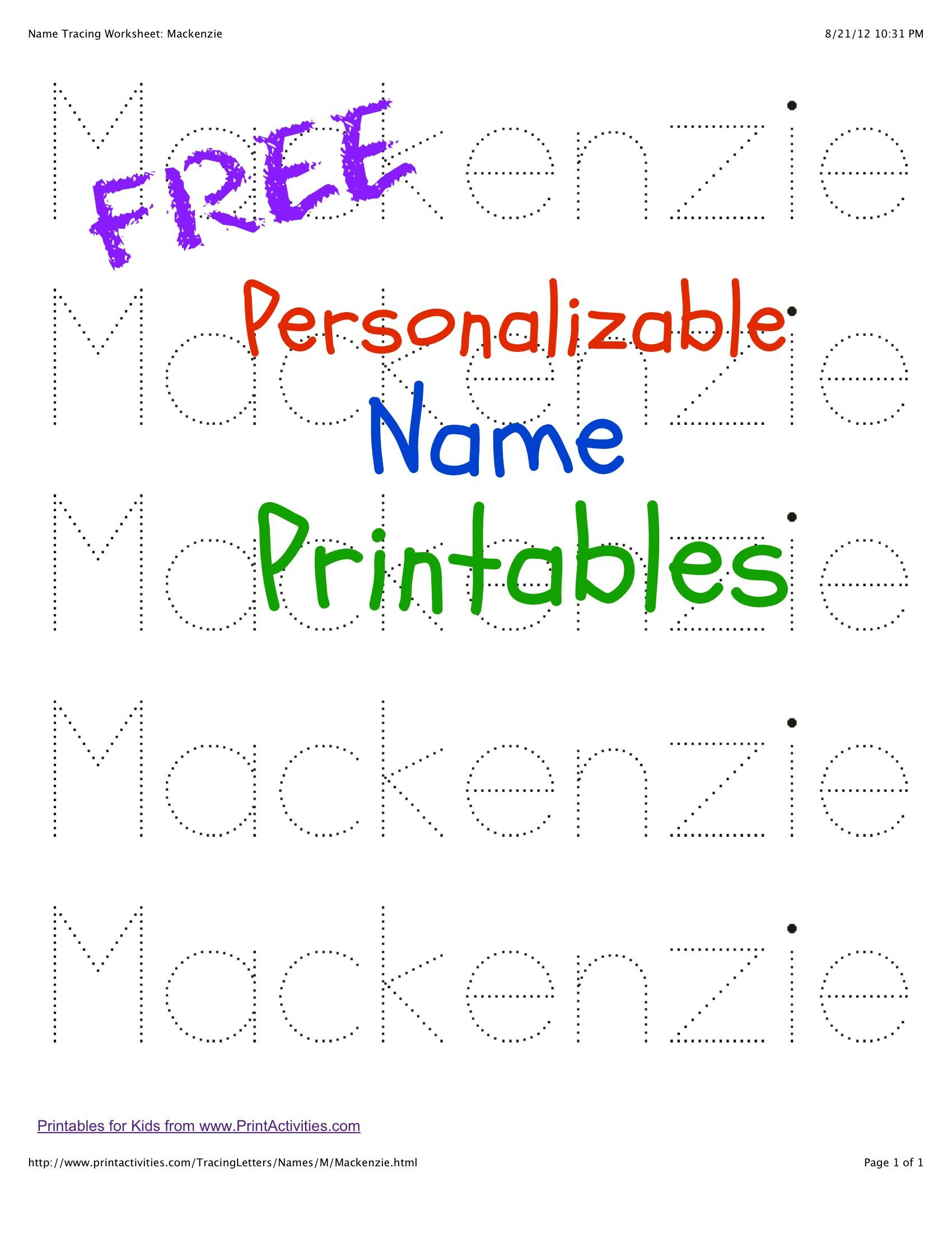 Name Tracing Worksheets For Kids | Preschool Names pertaining to Free Printable Name Tracing Worksheets for Preschoolers