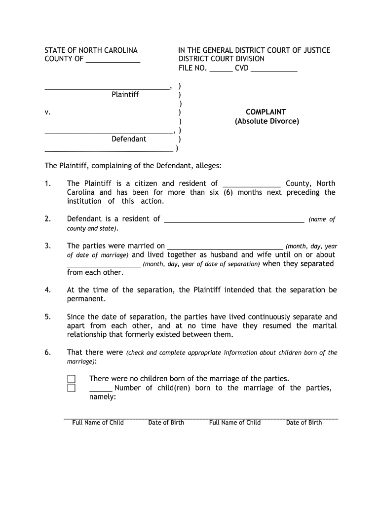 Nc Divorce Forms Pdf: Fill Out &amp;amp; Sign Online | Dochub with Free Printable Divorce Papers for North Carolina