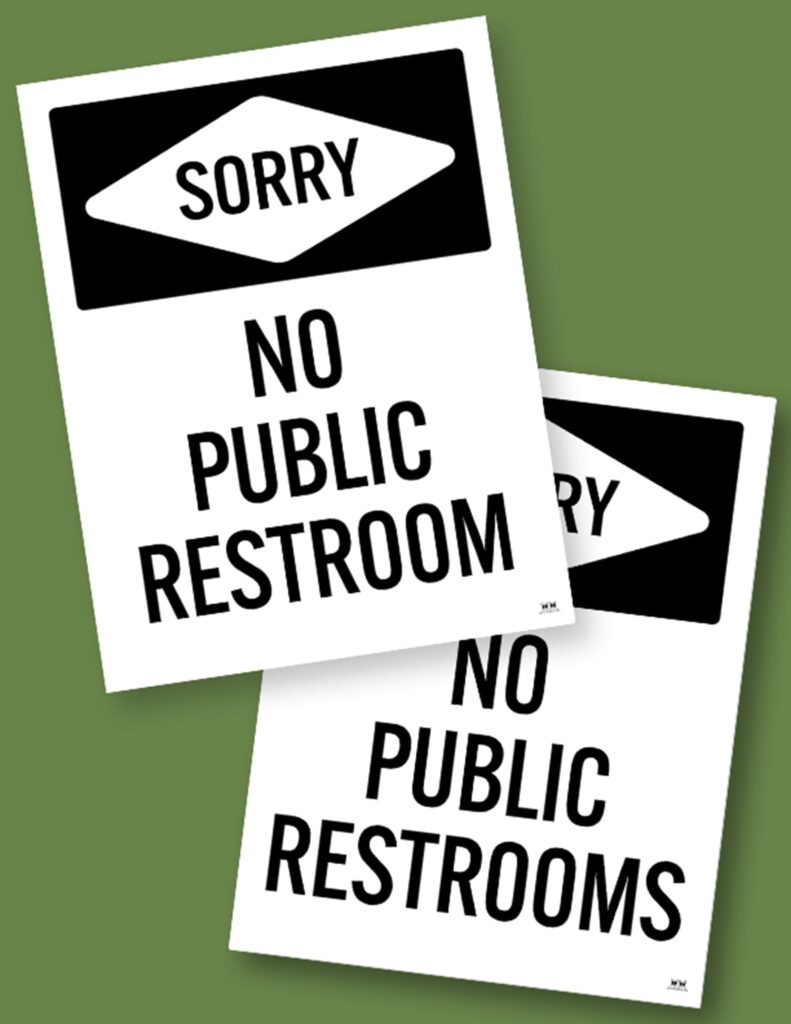 No Public Restroom Signs - 15 Free Signs | Printabulls pertaining to Free Printable No Restroom Signs