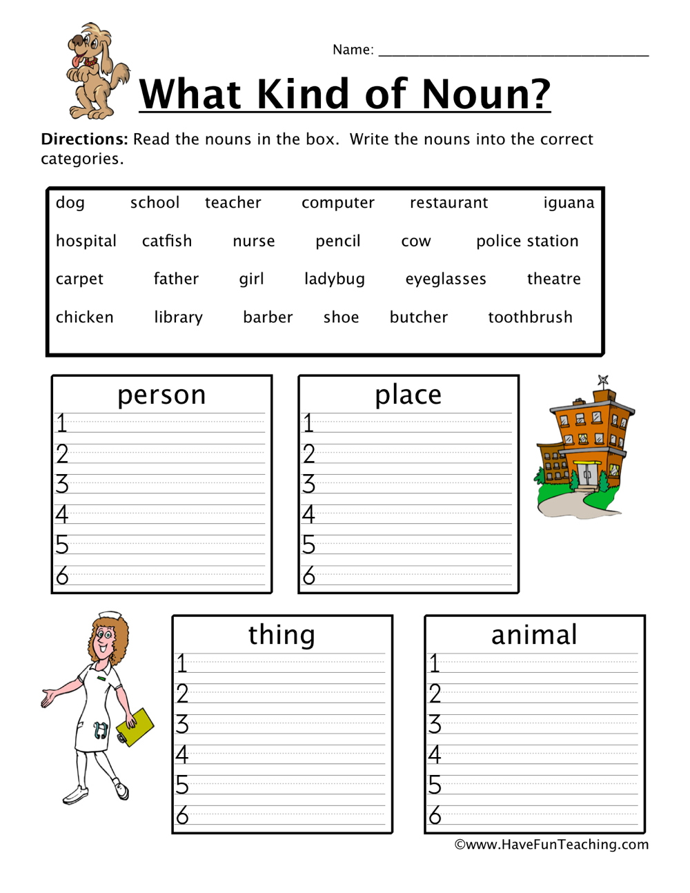 Noun Sorting Worksheet - Have Fun Teaching inside Free Noun Printables