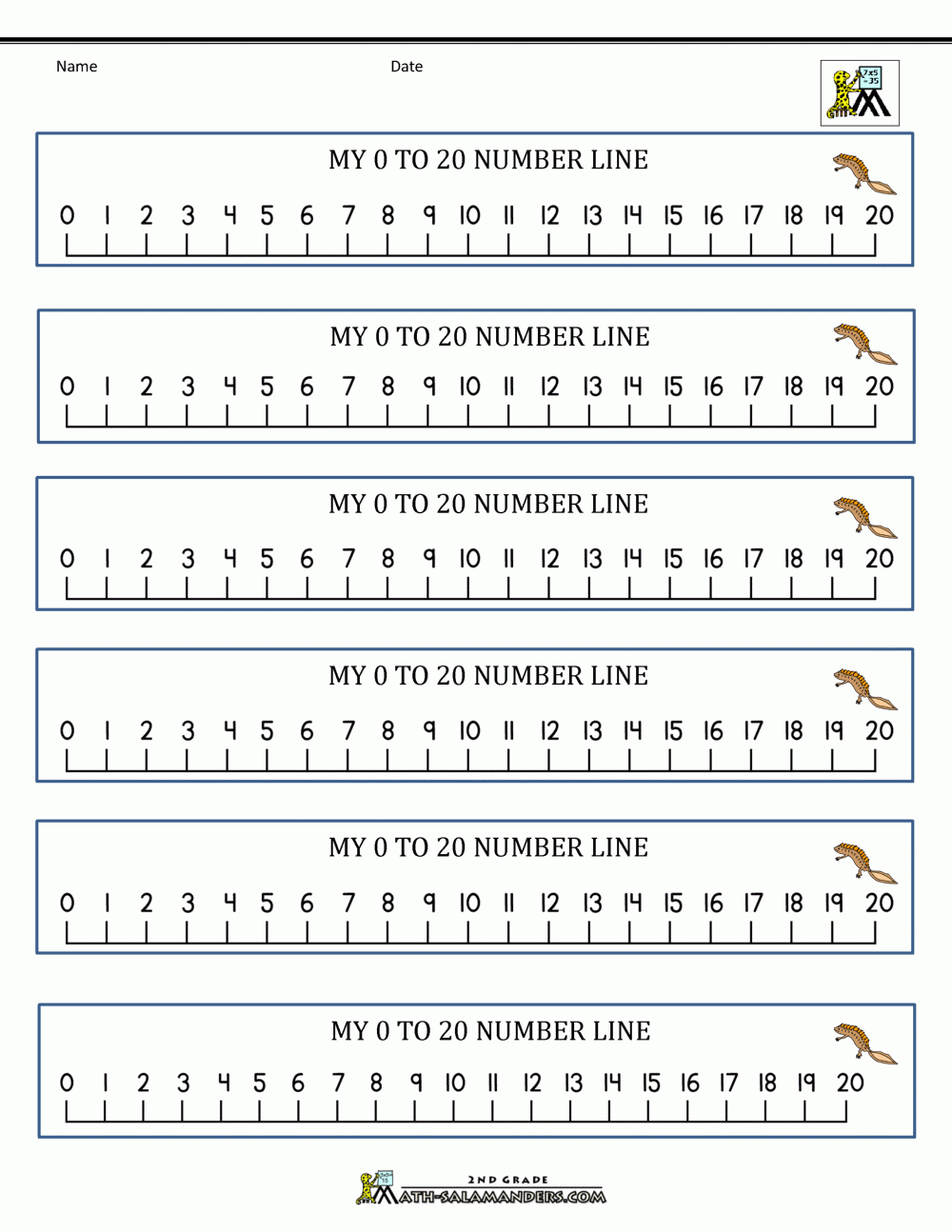 Number Line 0 To 20 for Free Printable Number Line Worksheets