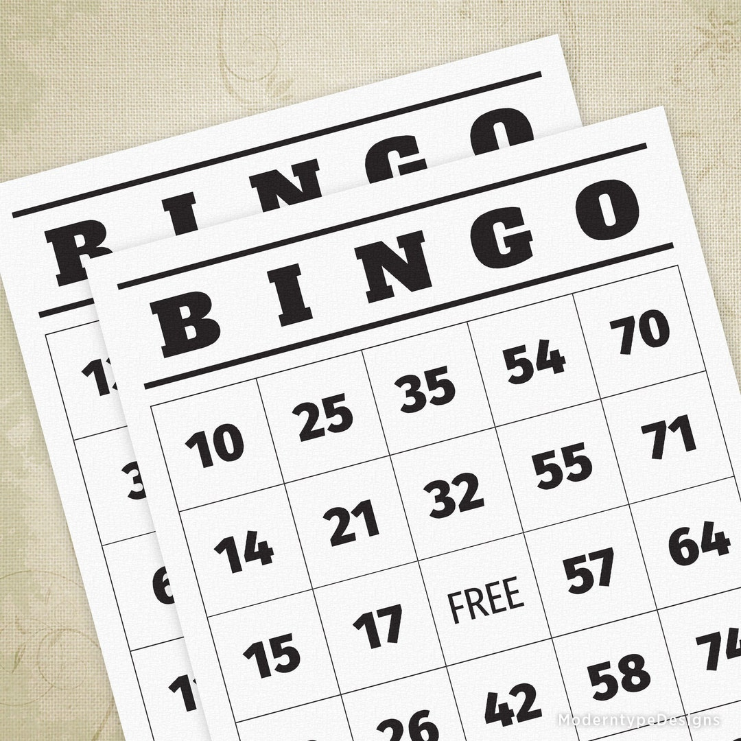 Numbered Bingo Cards Printable, 100 Pages, 1-75 Random with Free Printable Bingo Cards 1-100