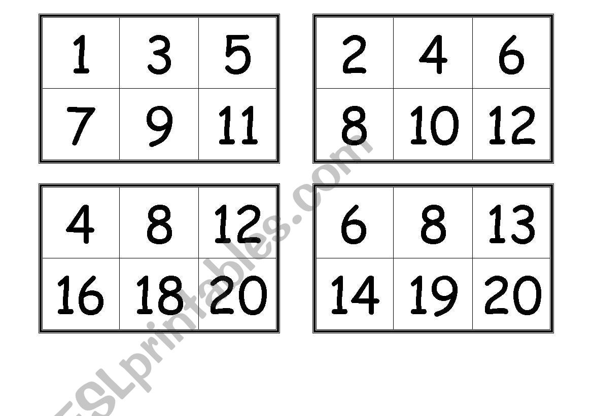 Numbers Bingo Cards (From 1 To 20) - Esl Worksheetcreguen regarding Free Printable Number Bingo Cards 1-20