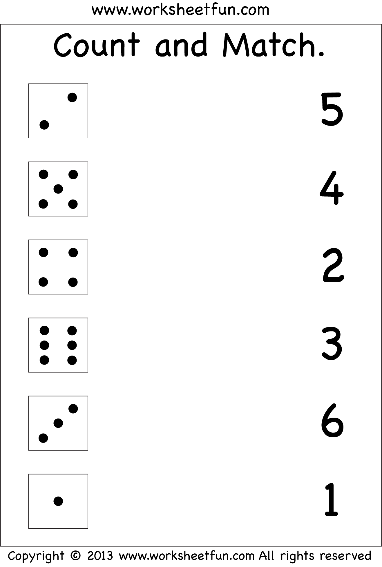 Numbers – Count And Match / Free Printable Worksheets intended for Free Printable Preschool Math Worksheets