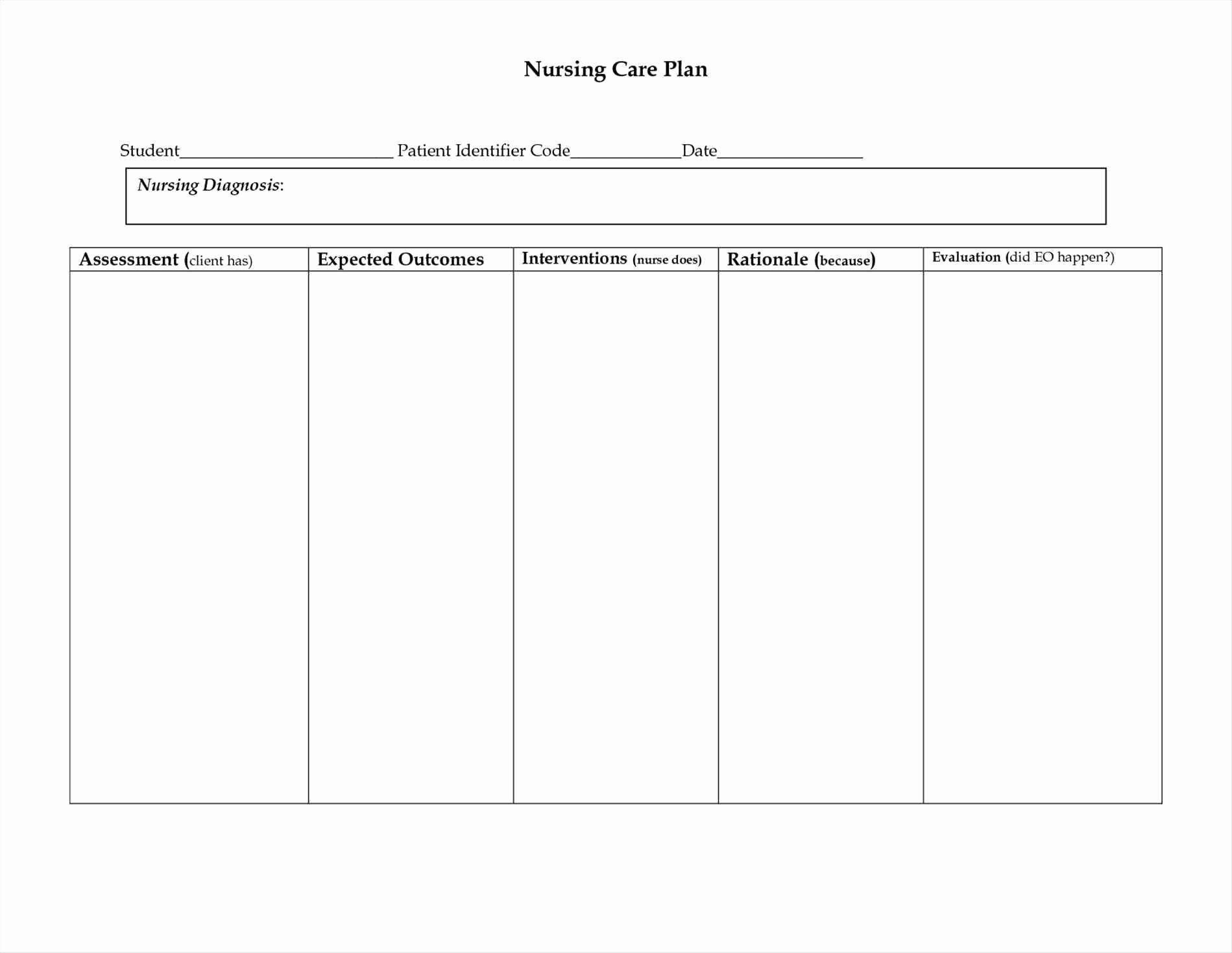 Nursing Education Plan Template Best Of Free Nursing Care Plan for Free Printable Blank Nursing Care Plan