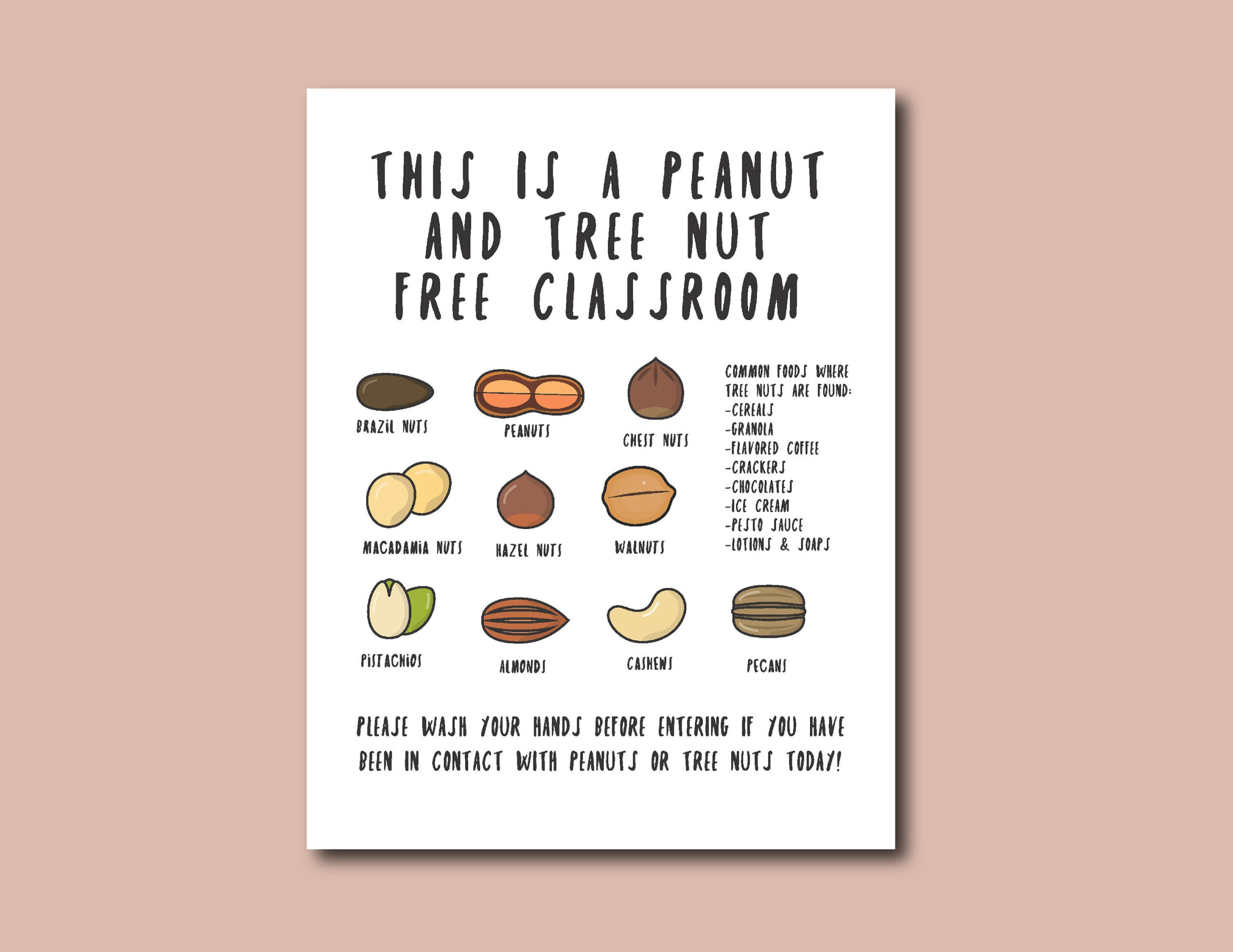 Nut Free Classroom Sign within Printable Peanut Free Classroom Signs