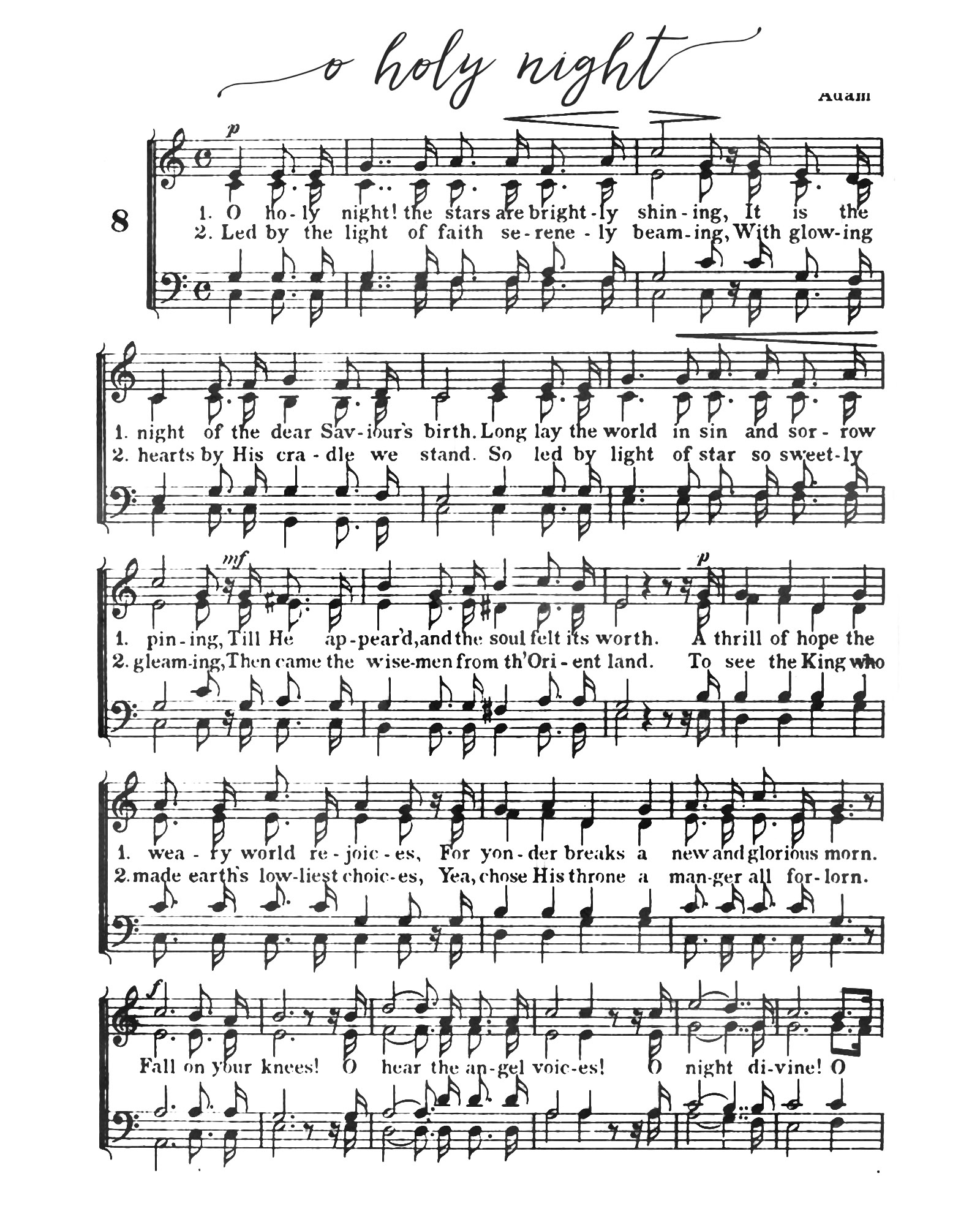 O Holy Night - Free Printable Christmas Sheet Music - Our in Free Christmas Sheet Music for Keyboard Printable