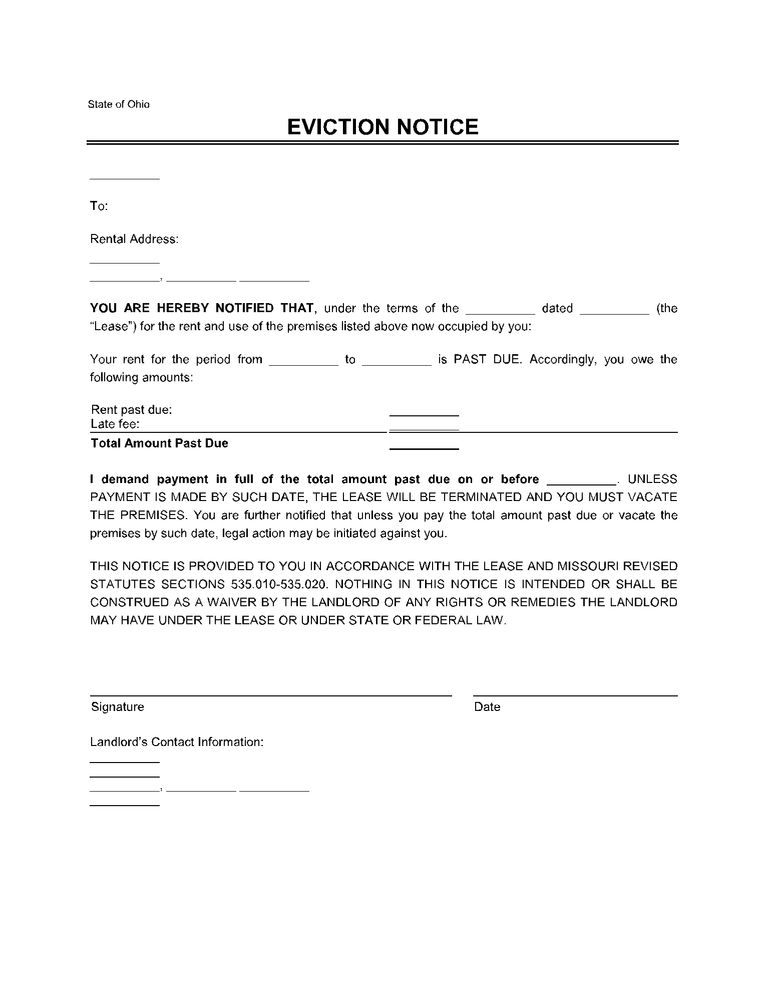 Ohio Eviction Notice: Get Your Free Form Now! | Cocosign throughout Free Printable Eviction Notice Ohio