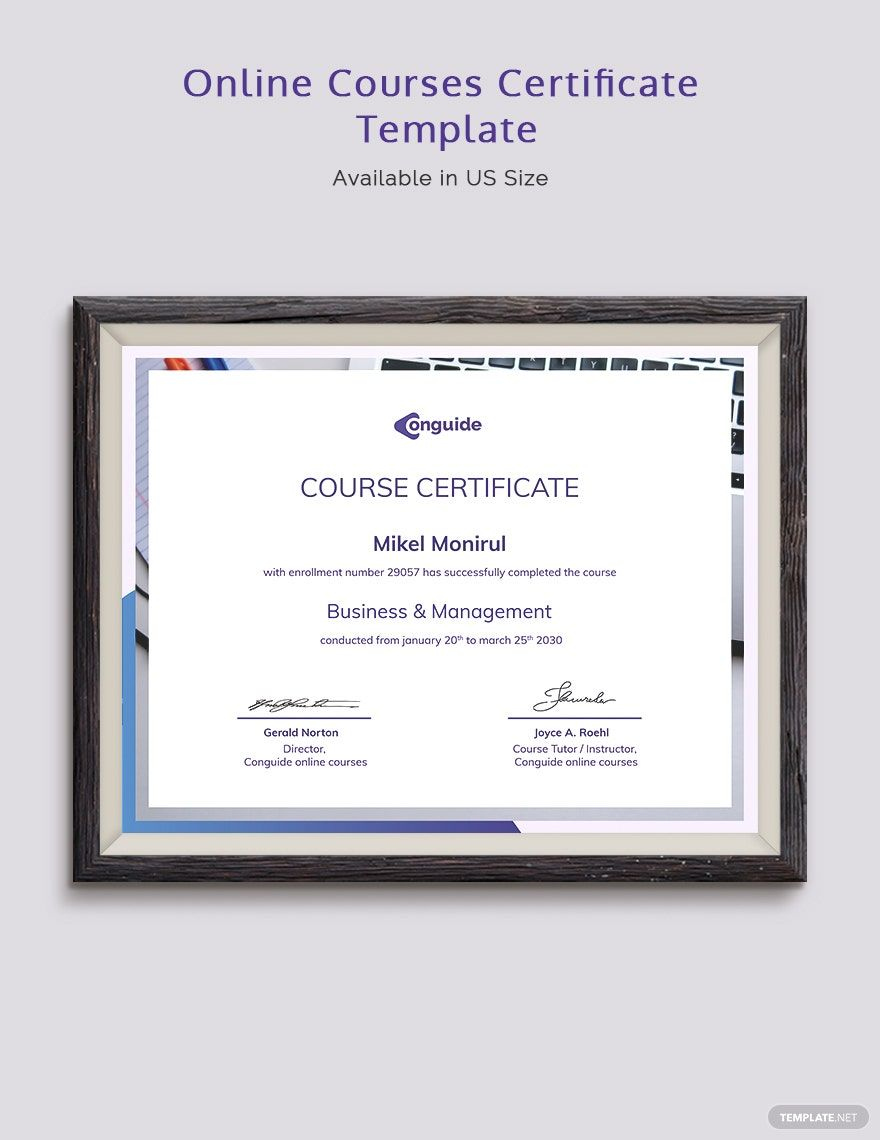 Online Courses Certificate Template In Word, Indesign, Psd in Free Online Courses With Printable Certificates