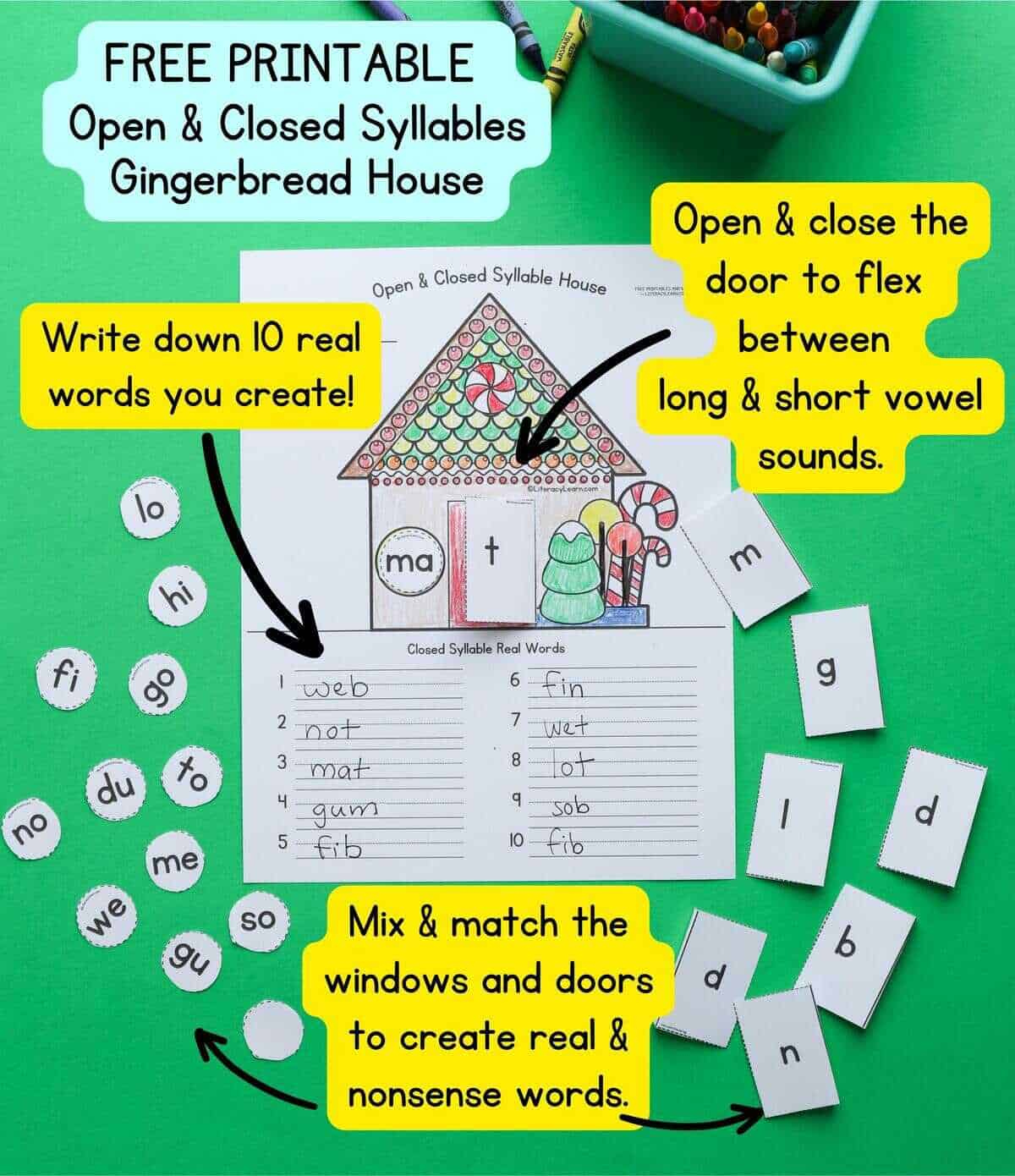 Open &amp;amp; Closed Syllable Houses: Free Printables - Literacy Learn regarding Free Printable Open and Closed Syllable Worksheets