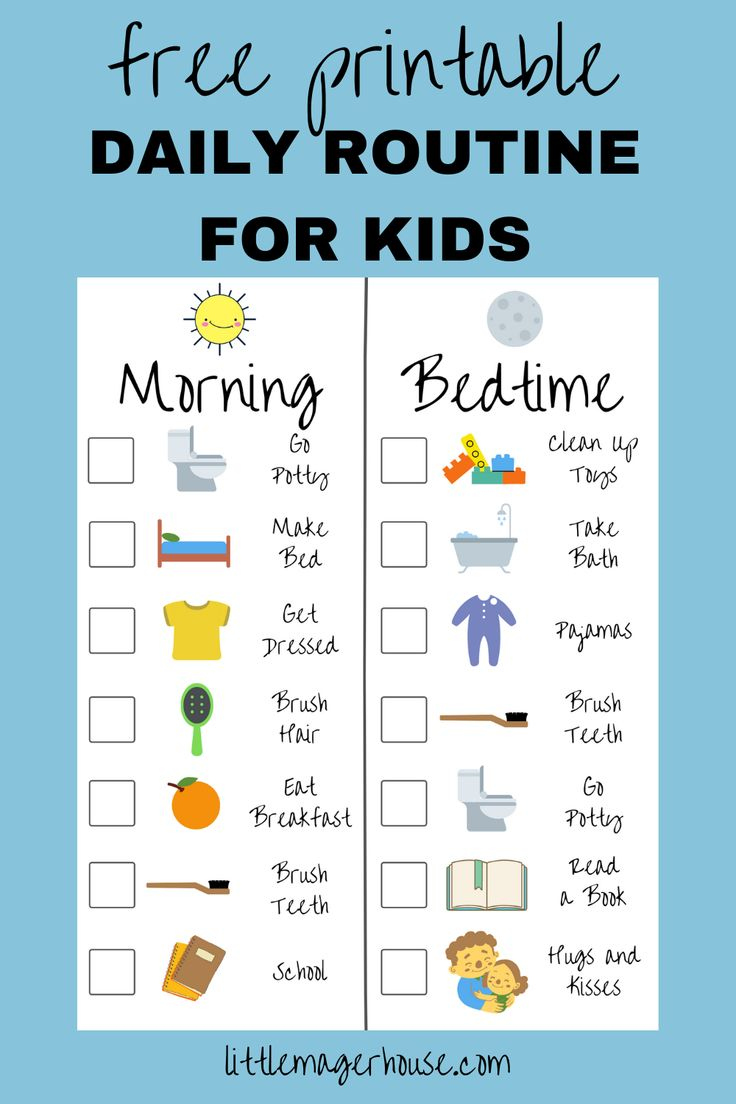 Organize Your Kids&amp;#039; Daily Routine With This Printable Checklist throughout Free Printable Morning Routine Charts With Pictures