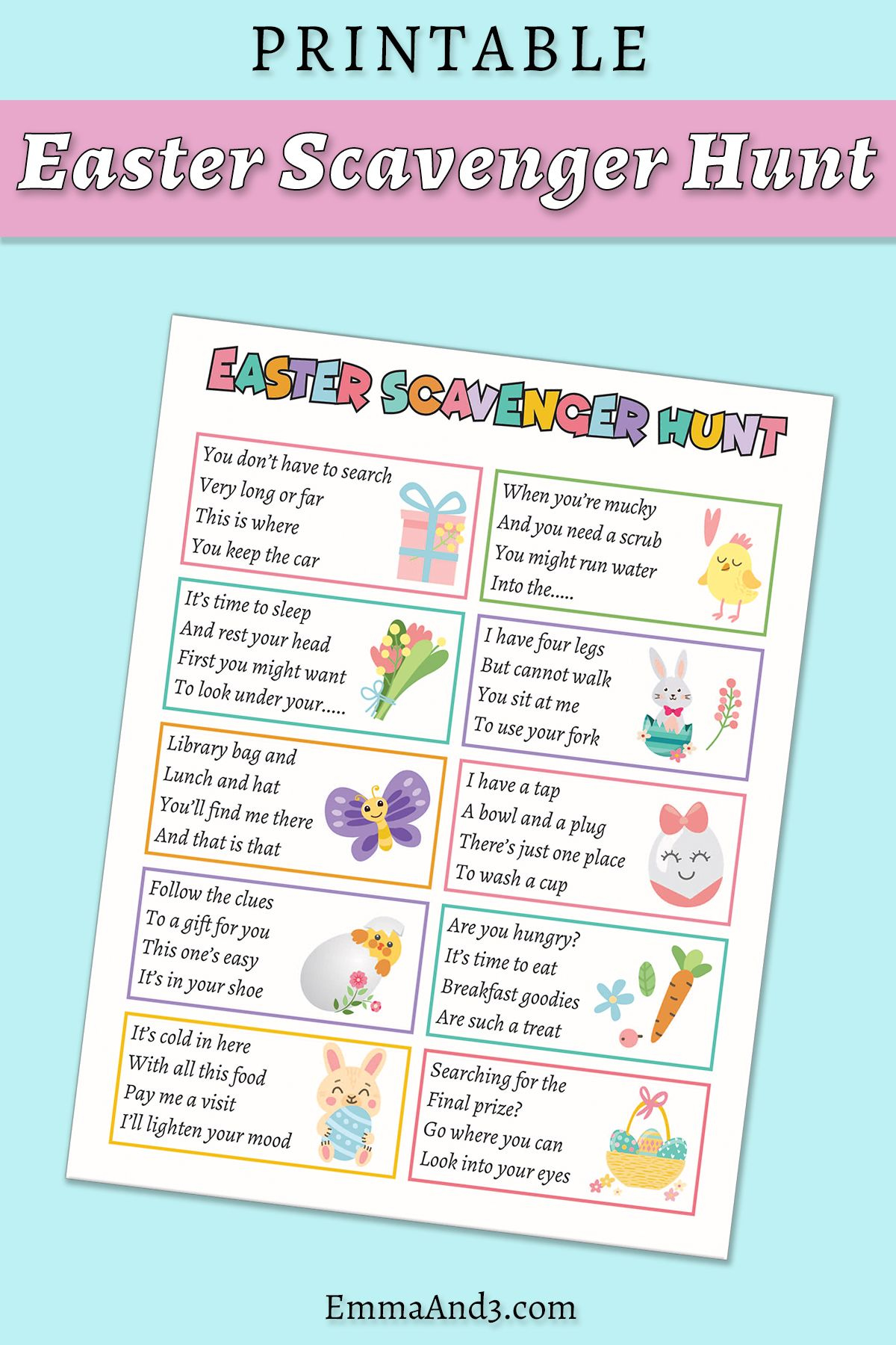 Outdoor Easter Egg Hunt Clues + Free Printable | Easter Egg Hunt with regard to Free Printable Easter Egg Hunt Riddles