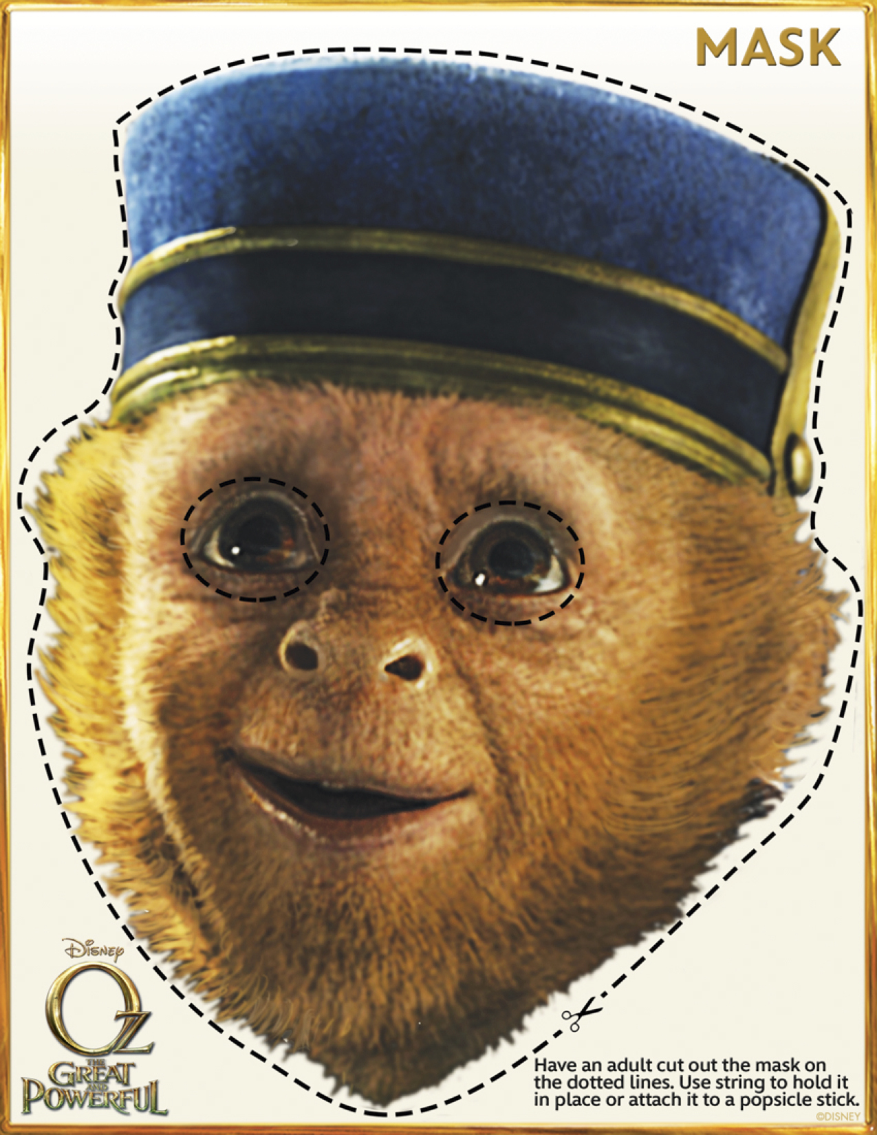 Oz The Great And Powerful Printable Monkey Mask - Mama Likes This inside Free Printable Wizard Of Oz Masks