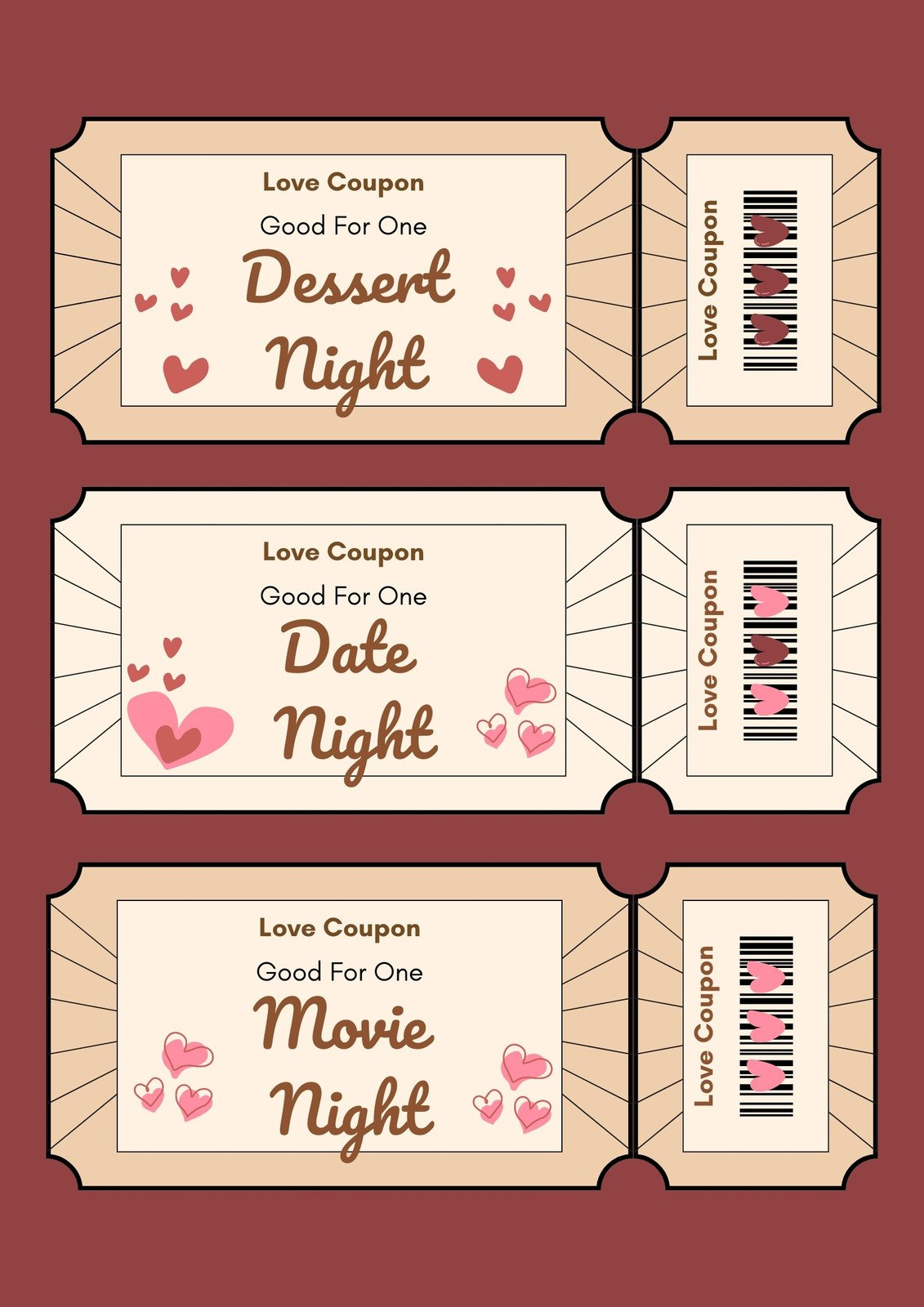 Page 2 - Free Printable Love Coupon Templates | Canva pertaining to Free Printable Date Night Coupon