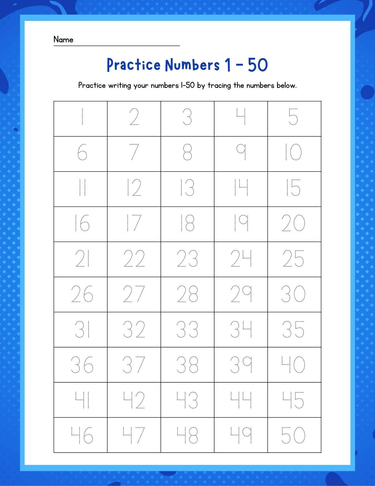 Page 4 - Free And Customizable Numbers Templates within Free Printable Tracing Numbers 1-50