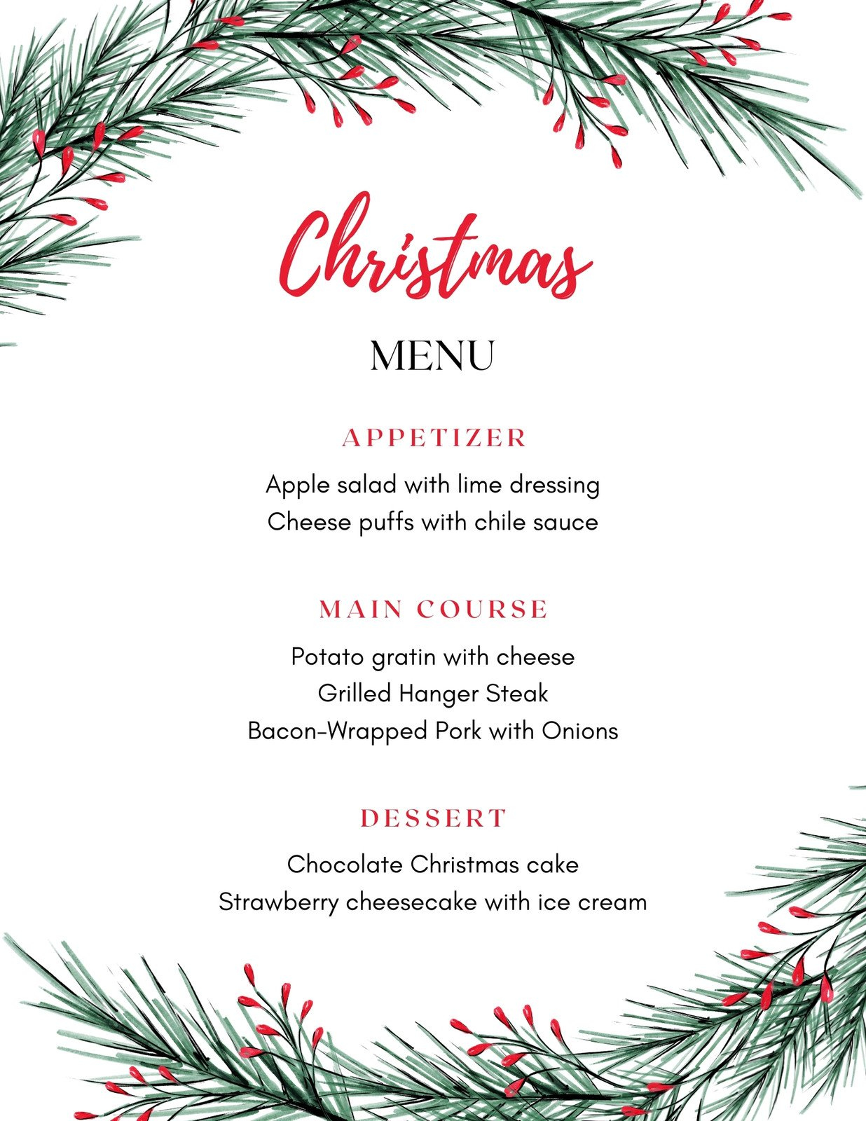 Page 4 - Free Printable And Customizable Dinner Party Menu within Free Printable Christmas Dinner Menu Template