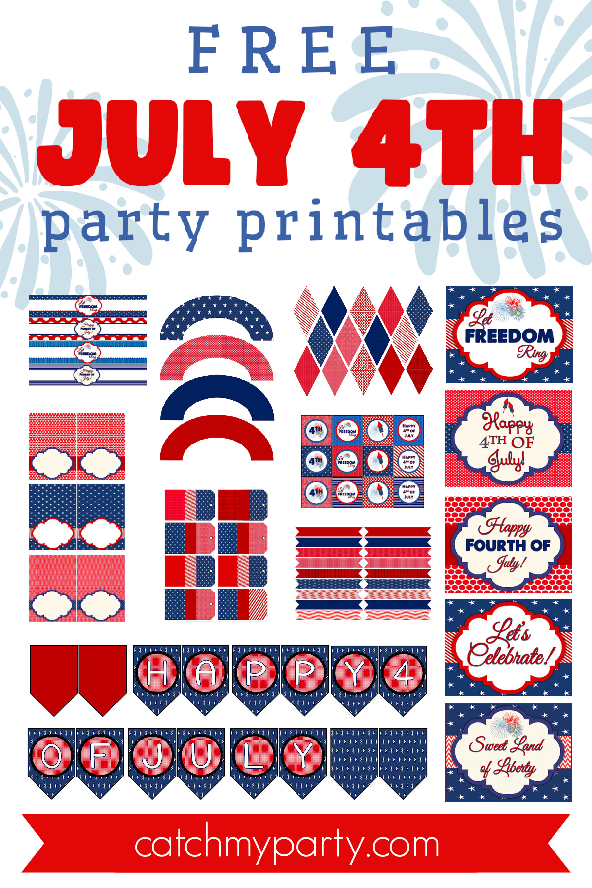 Party On! Free 4Th Of July Printables | Catch My Party regarding Free 4th of July Printables