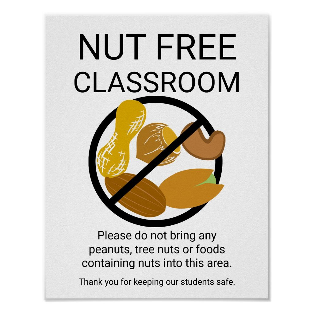 Peanut &amp;amp; Tree Nut Free Classroom School Sign | Zazzle within Printable Peanut Free Classroom Signs