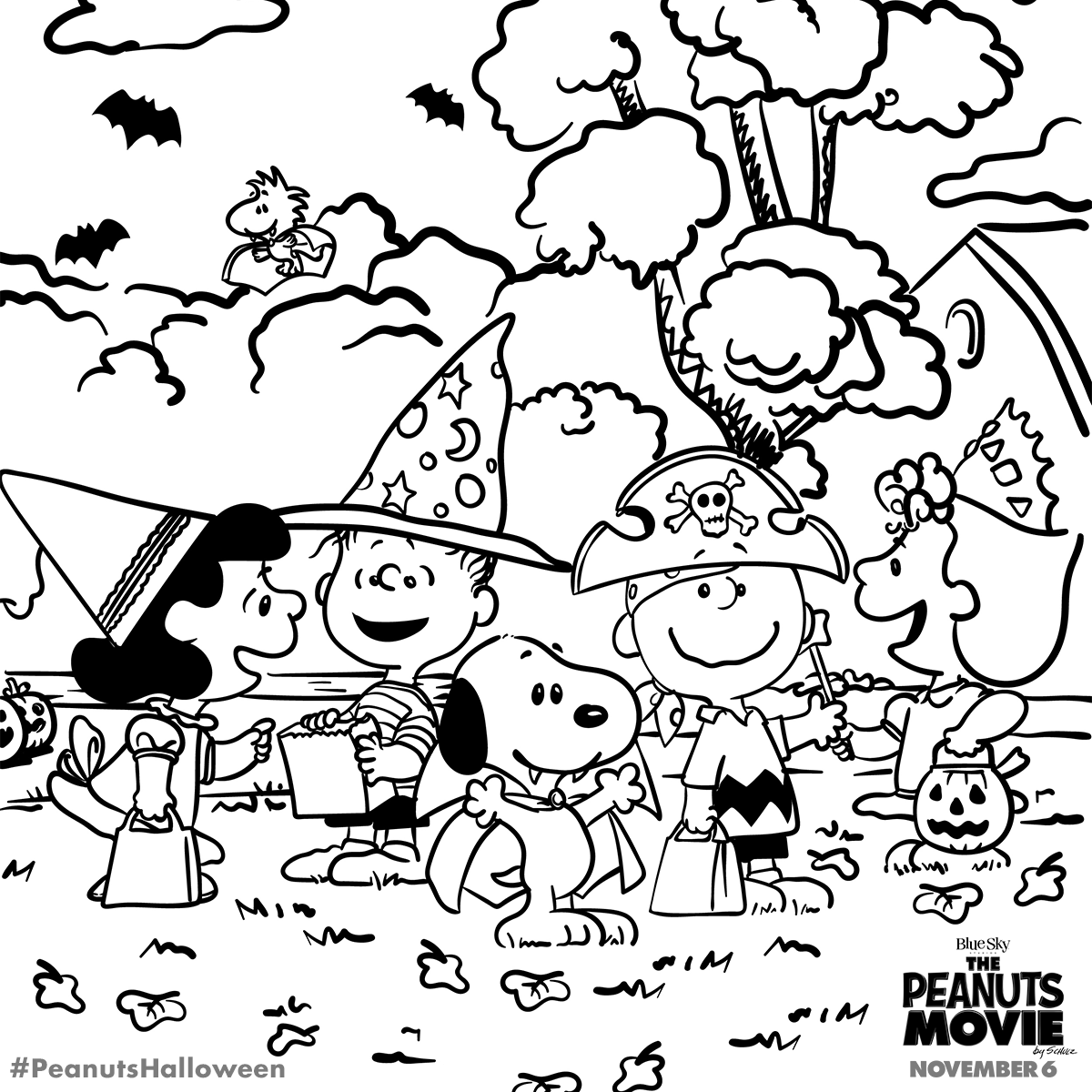 Peanuts Gang Halloween Coloring Pages for Free Printable Charlie Brown Halloween Coloring Pages