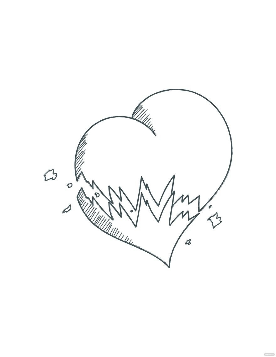 Pencil Broken Heart Drawing In Illustrator, Pdf, Svg, Jpg, Eps with regard to Free Printable Pencil Drawings