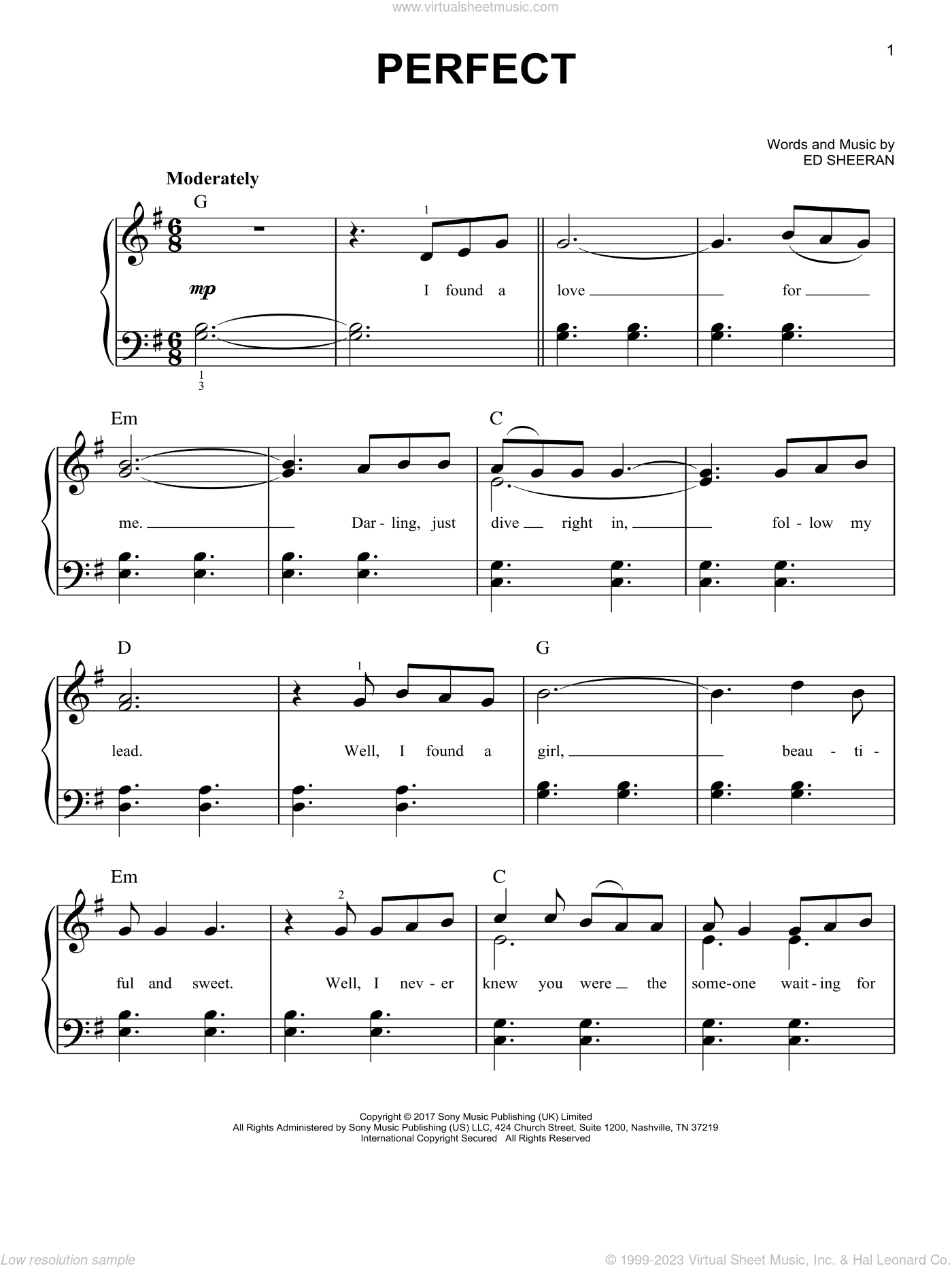 Perfect with Free Piano Sheet Music Online Printable Popular Songs