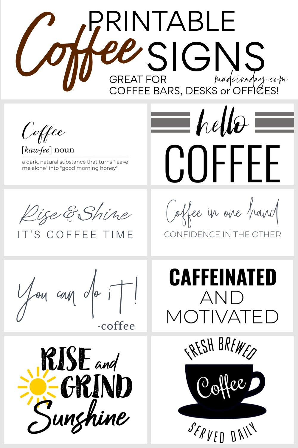 Perky Free Printable Coffee Signs For Your Bar! | Coffee Signs Diy in Free Printable Coffee Bar Signs