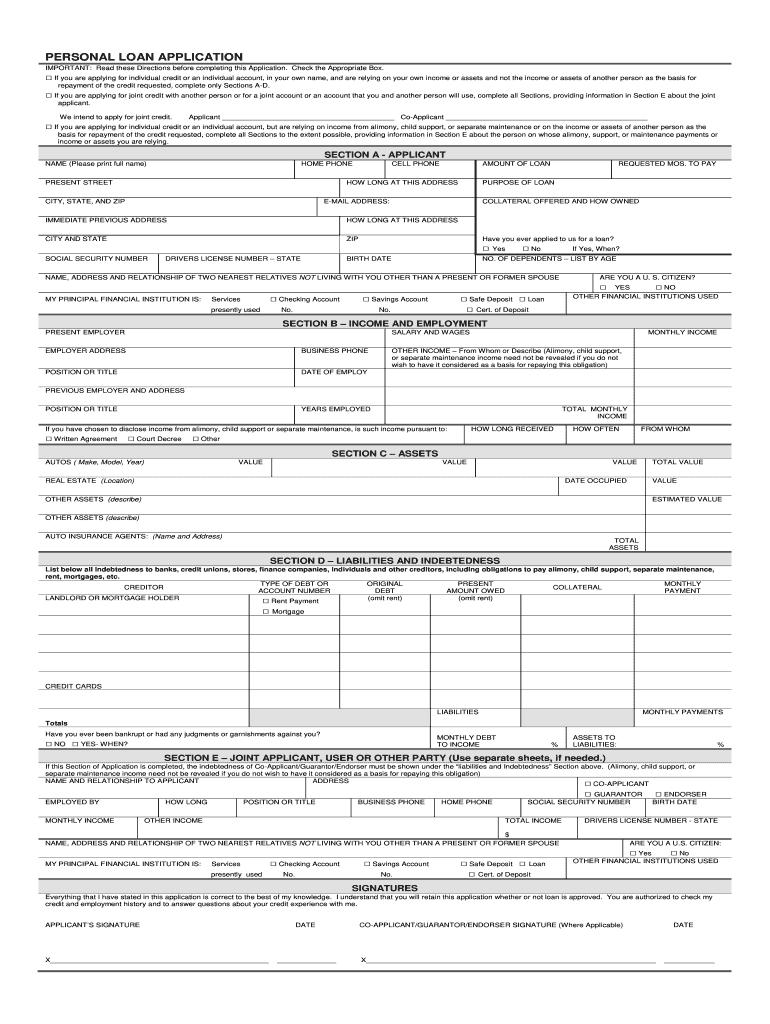 Personal Loan Application Form Pdf - Fill Online, Printable with Free Printable Loan Forms