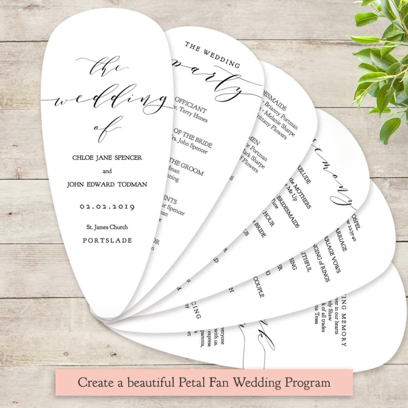 Petal Fan Wedding Program Printable Template Diy Fan Wedding with Free Printable Fan Wedding Programs